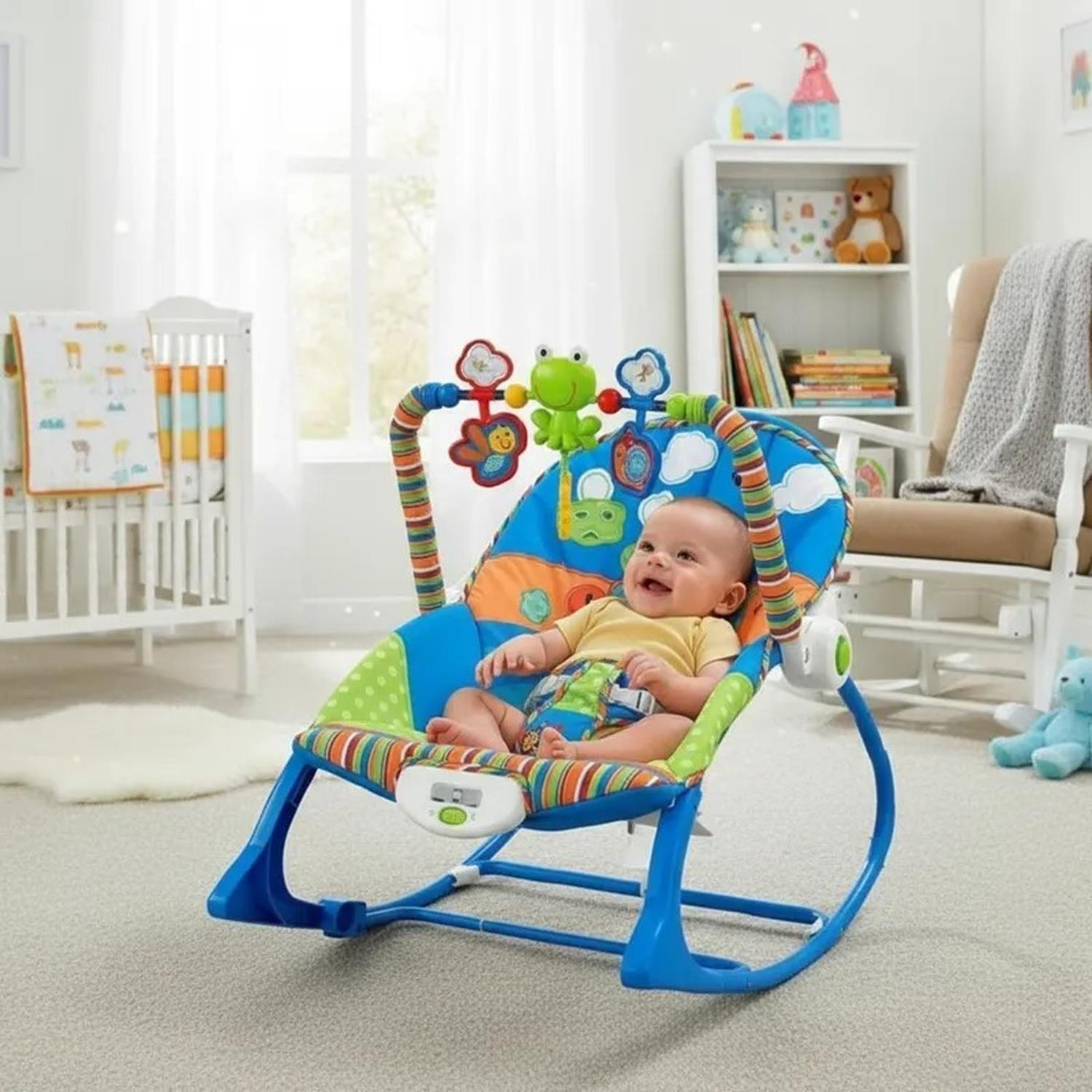 Silla Mecedora Para Bebé Nido C/vibración Celeste / Jagima-0