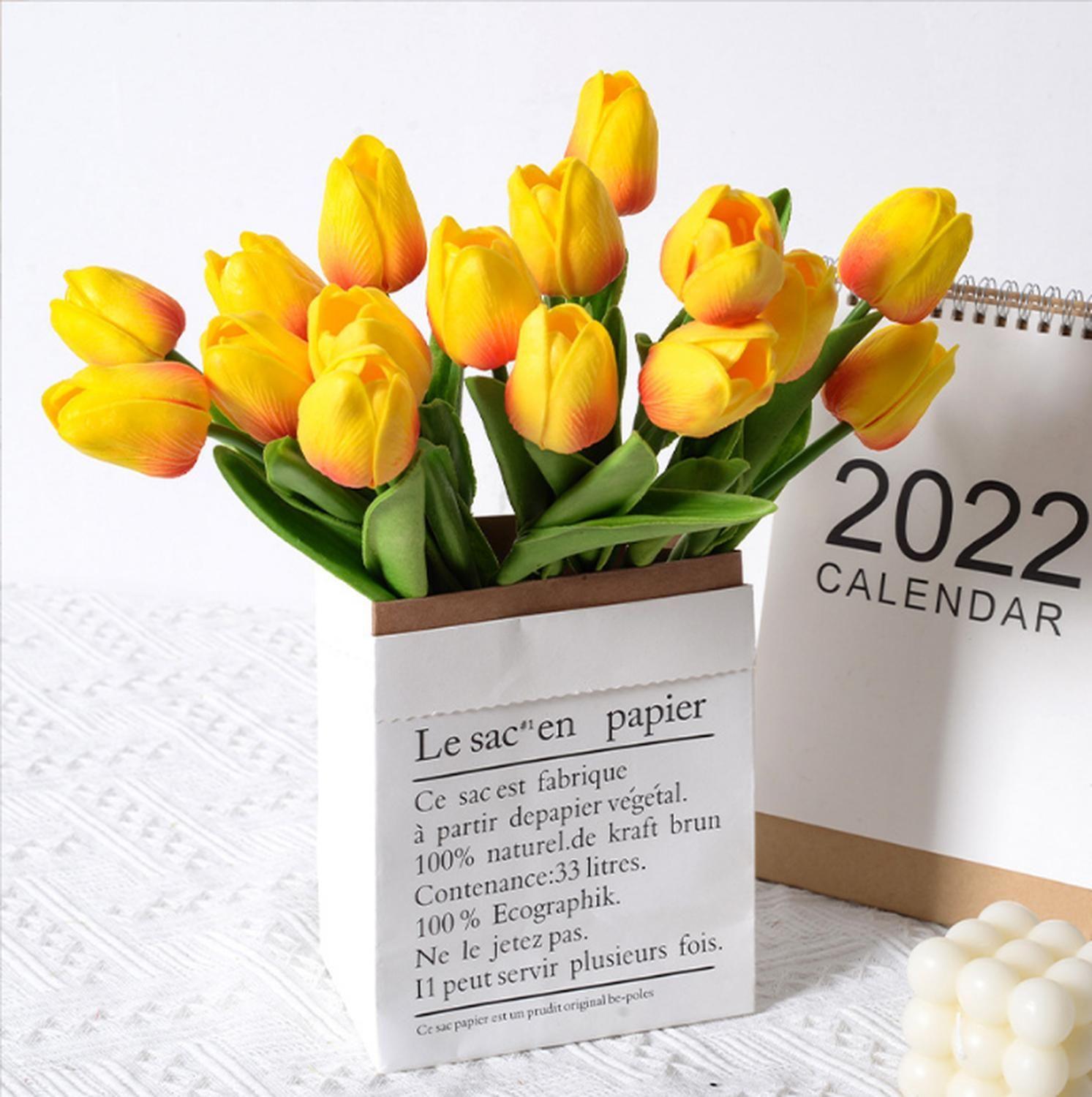 Ramos De 9 Tulipanes Flores Artificiales Decoración Hogar-5
