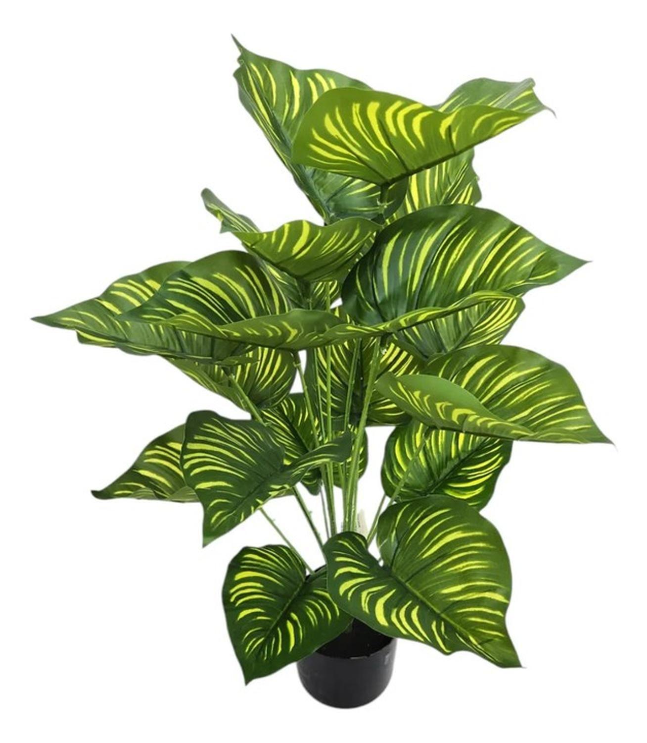 Planta Artificial Arbusto Decorativa Hojas Ralladas 80 Cm-7