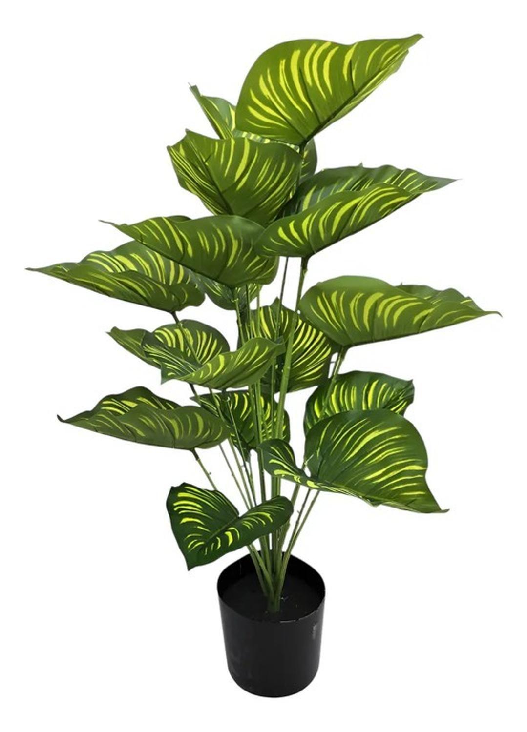 Planta Artificial Arbusto Decorativa Hojas Ralladas 80 Cm-8