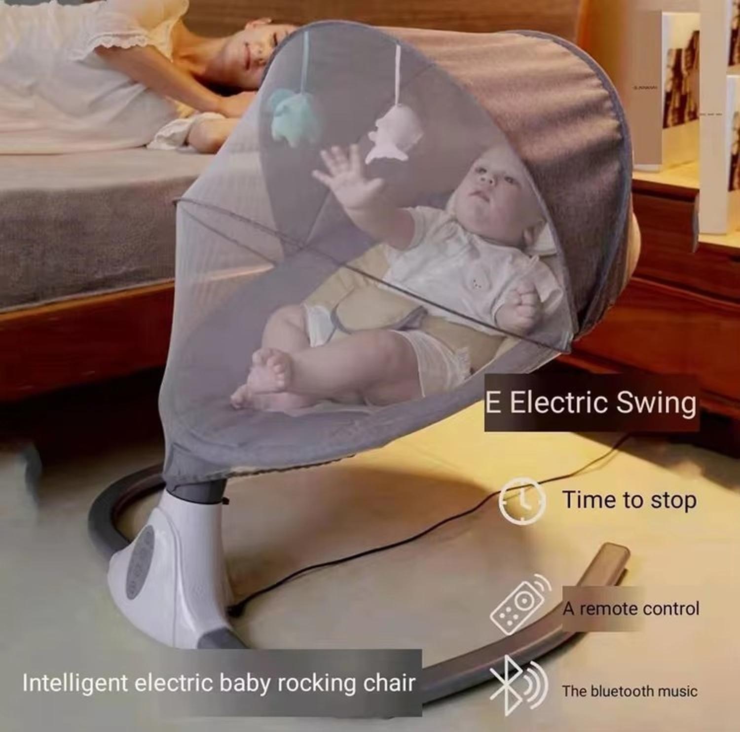 Cuna Bebe Mecedor Eléctrico 3 En 1 Música Silla Mecedora-3