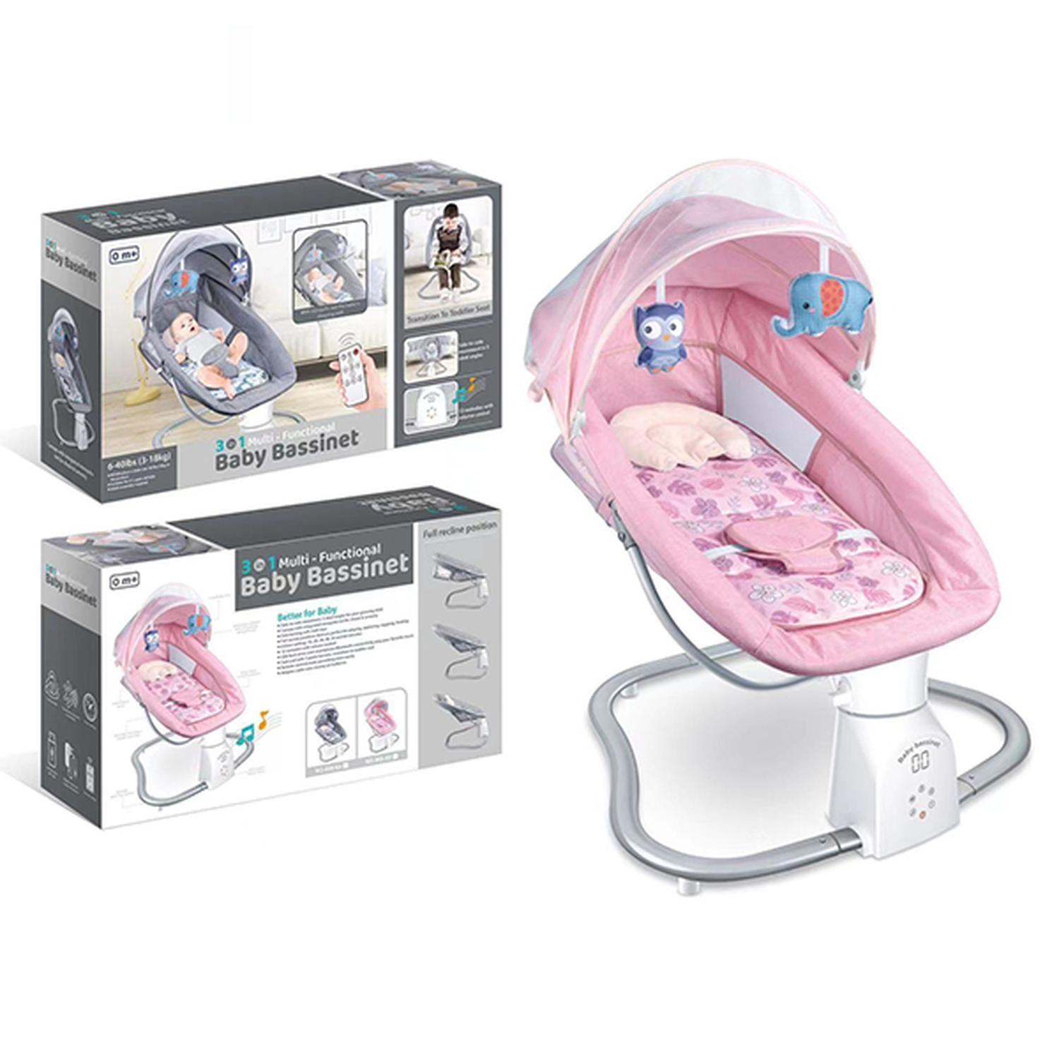 Cuna Bebe Mecedor Eléctrico 3 En 1 Música Silla Mecedora-2