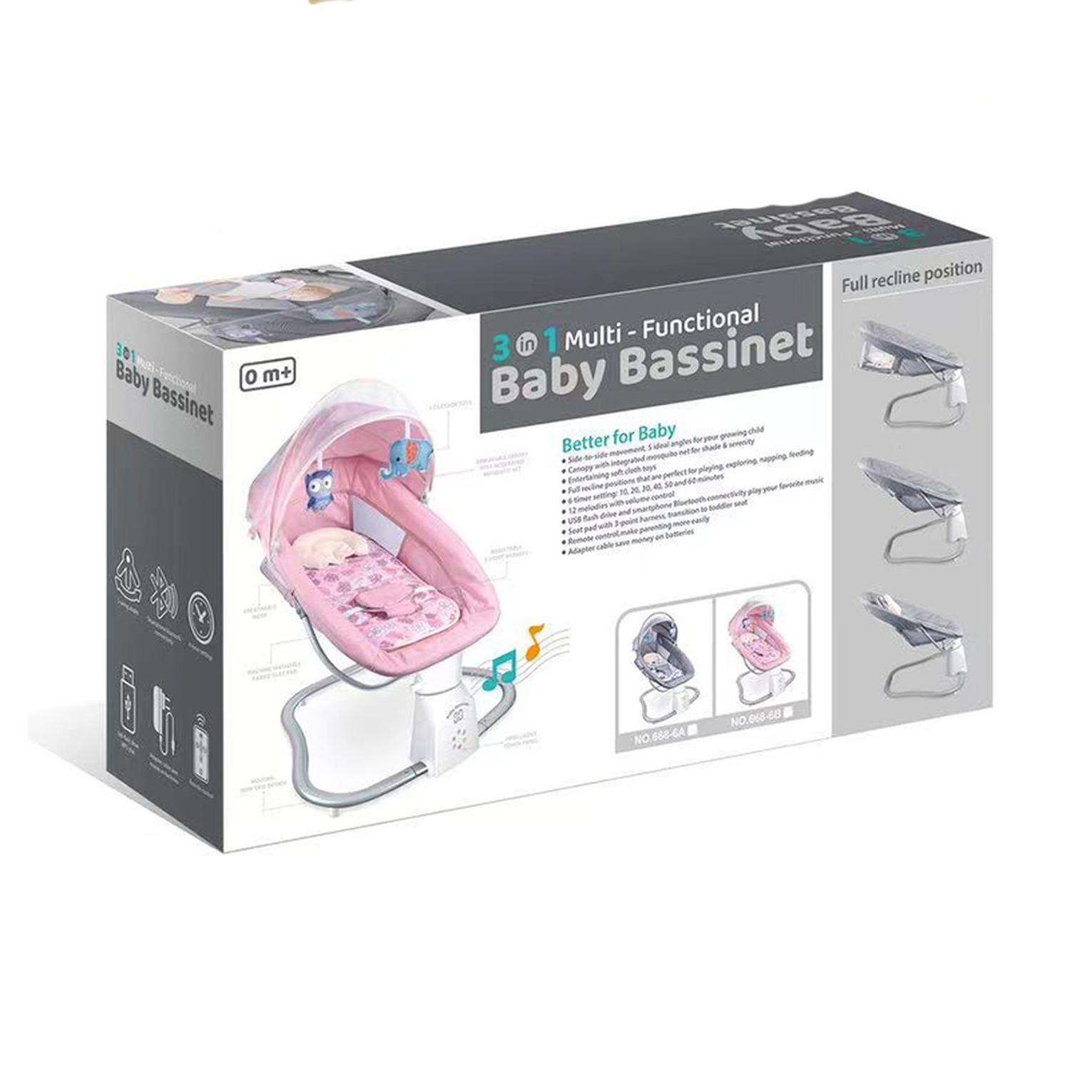 Cuna Bebe Mecedor Eléctrico 3 En 1 Música Silla Mecedora-4