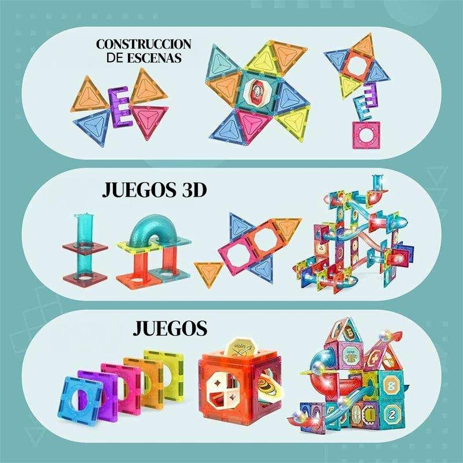 Juego De Bloques Magnéticos 125 Piezas Pista Con Pelotas-5