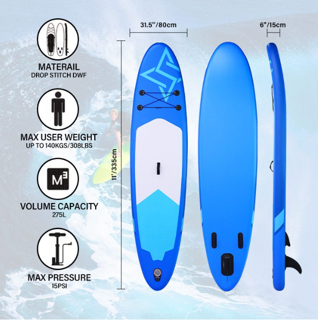 Stand Up Paddle Con Inflador Y Remo Azul-2