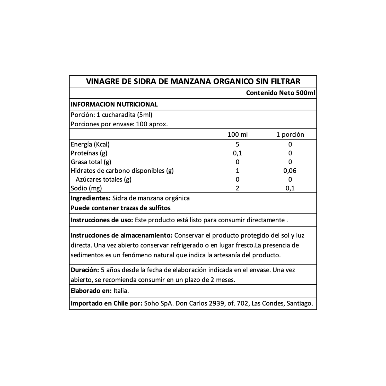 Vinagre Orgánico con la Madre Andrea Milano 1 x 500 ml-4
