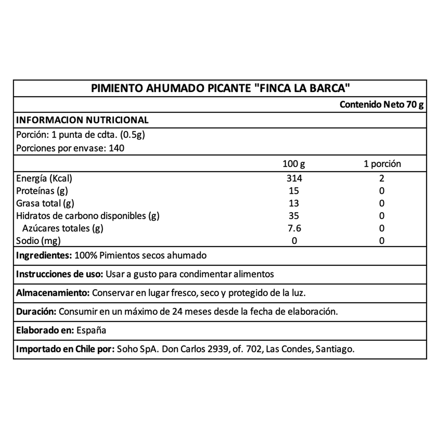 Pimentón Ahumado Picante Finca La Barca 1 x 70 gr-4