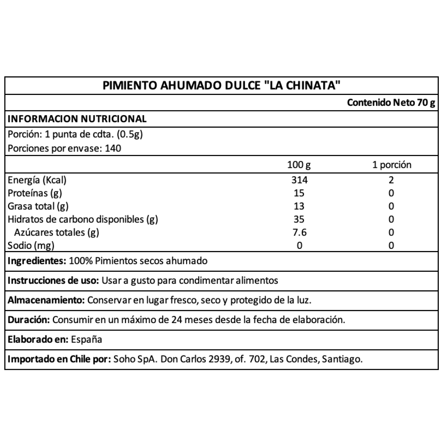 Pimentón Ahumado Dulce La Chinata 1 x 70 gr-4