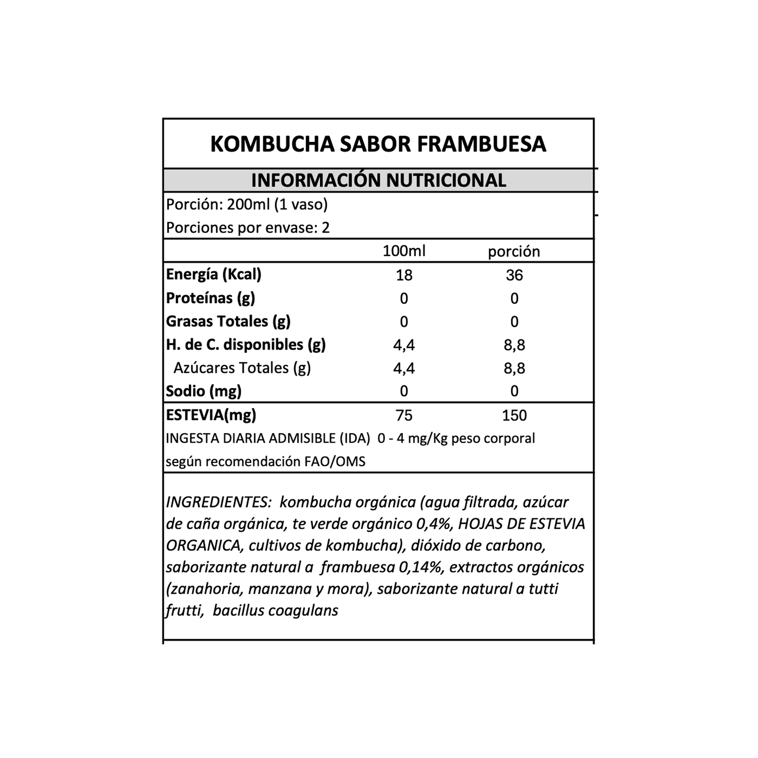 Kombucha Frambuesa Gutsy Captain - 400 ml -4