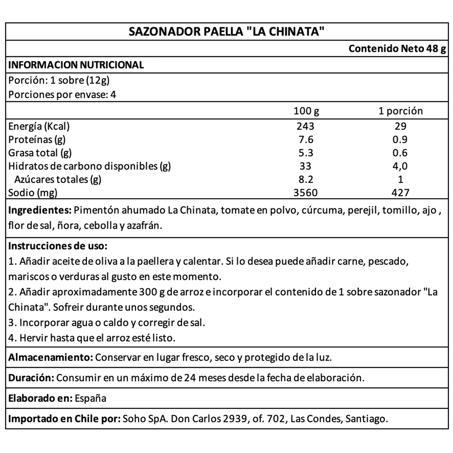 La Chinata Sazonador Paella caja 1 x 48 gr-4
