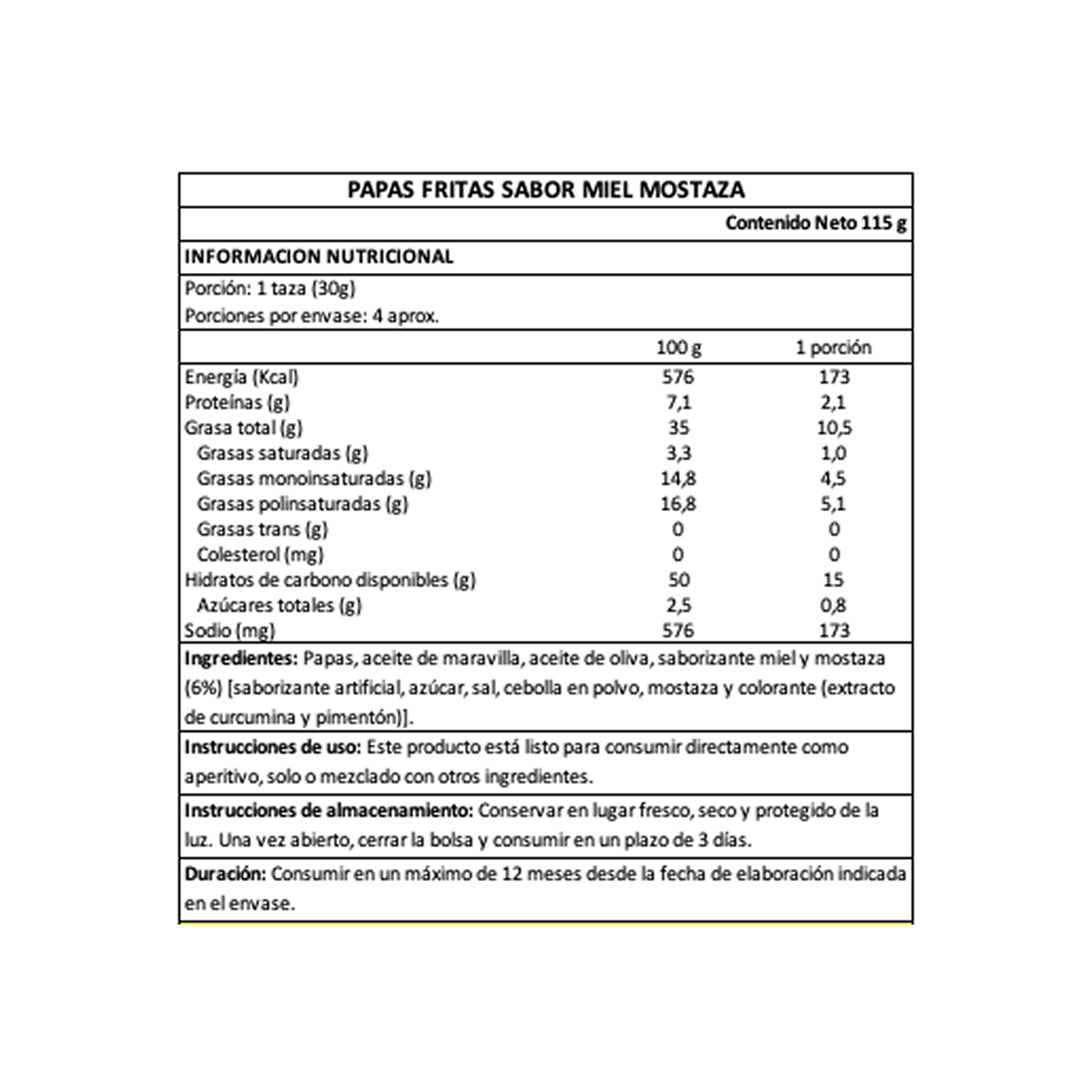 Papas Fritas Mostaza y Miel Wanna Freak - 115 gr-4