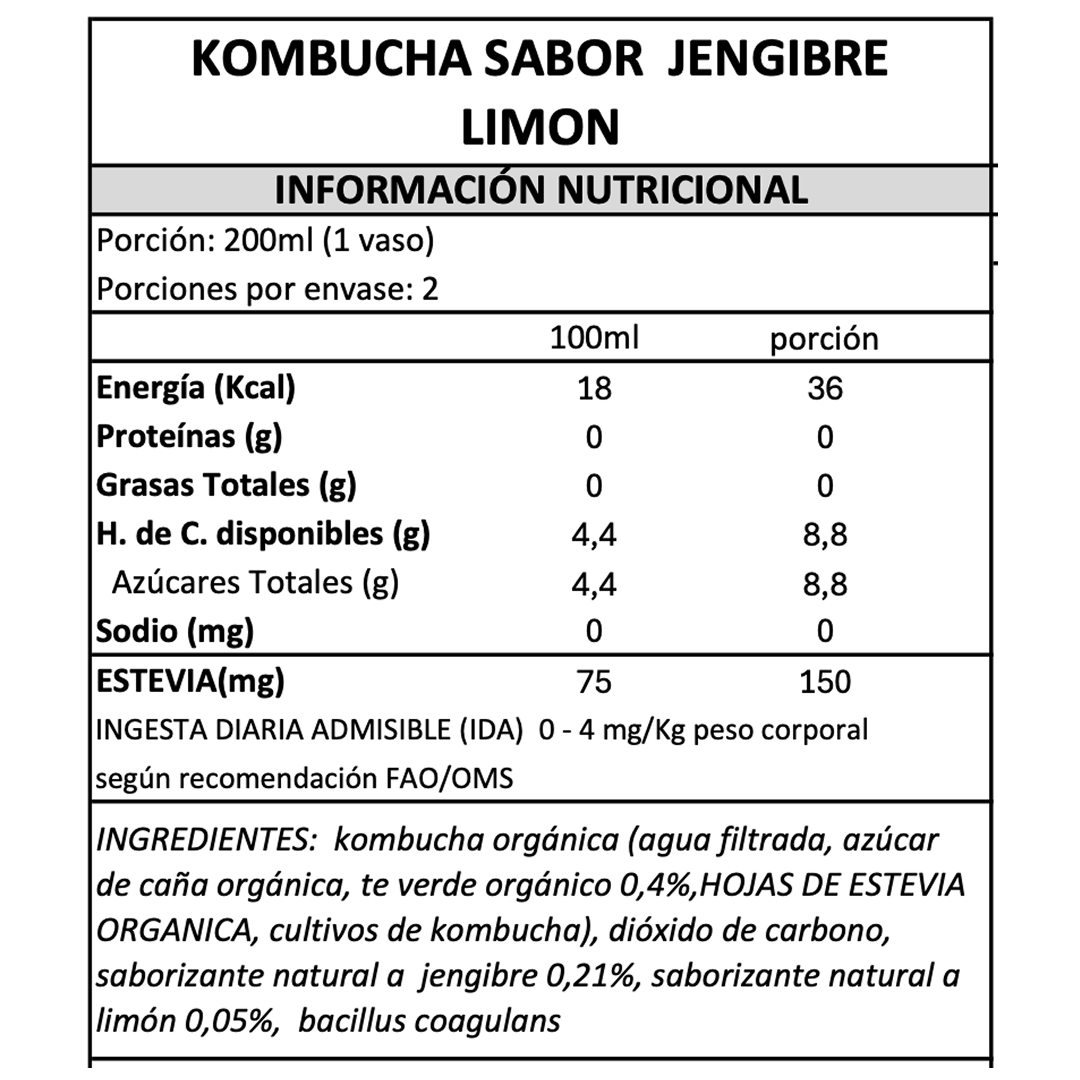Kombucha Jengibre Limón Gutsy Captain - 400 ml -4