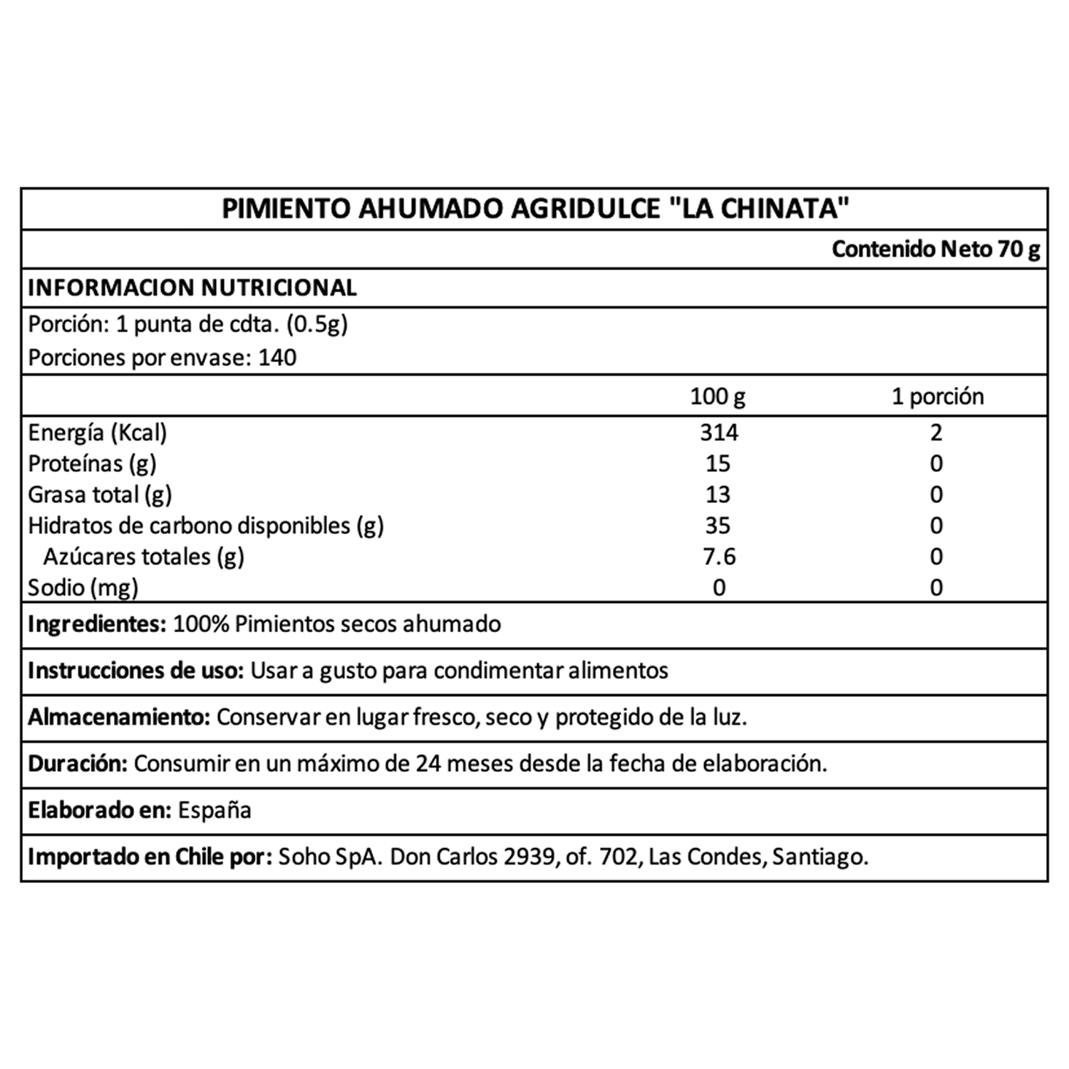 Pimentón Ahumado Agridulce La Chinata 1 x 70 gr-4