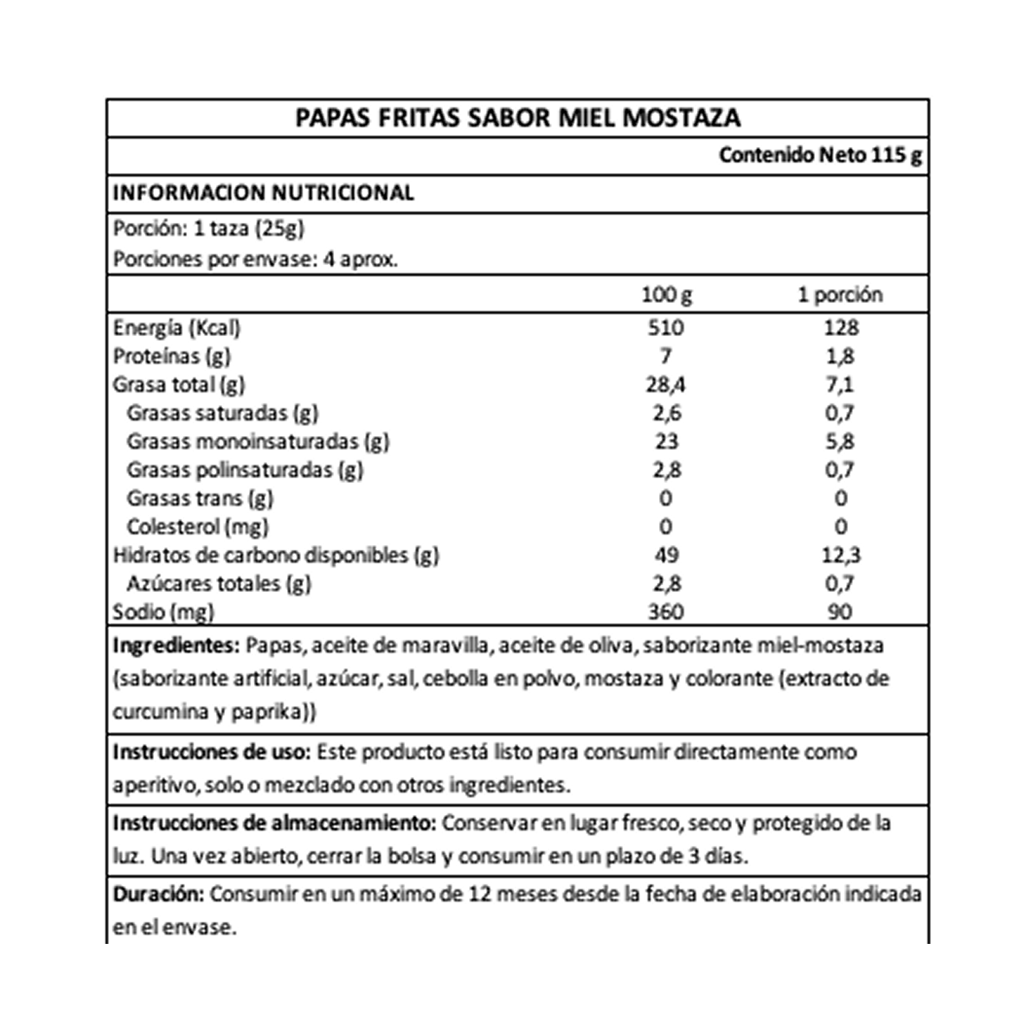 Papas Fritas Mostaza Miel Ibérica 1 x 115 gr-4