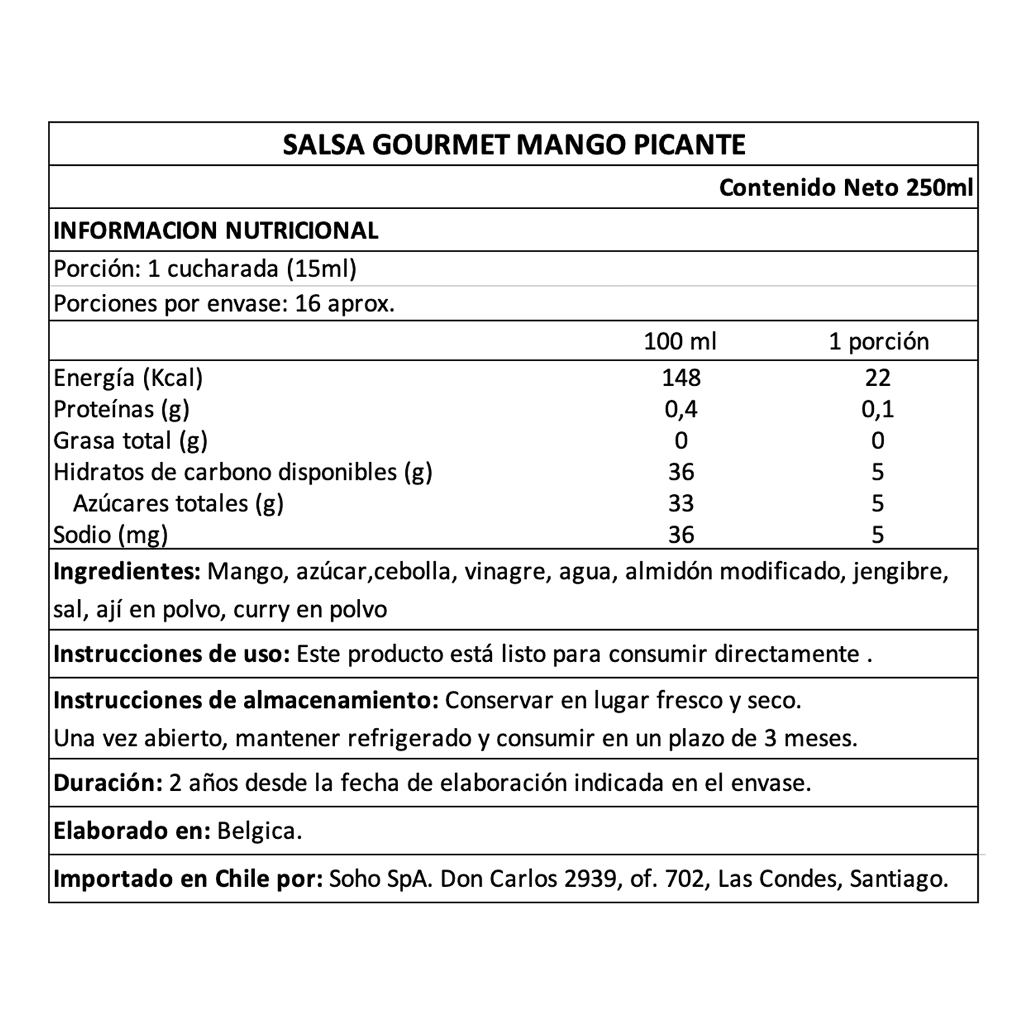 Salsa Gourmet de Mango Picante Belberry 1 x 250 ml-4