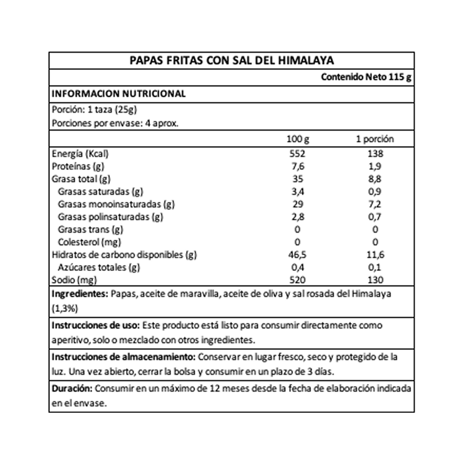 Papas Fritas Sal Himalaya Ibérica 1 x 115 gr-4