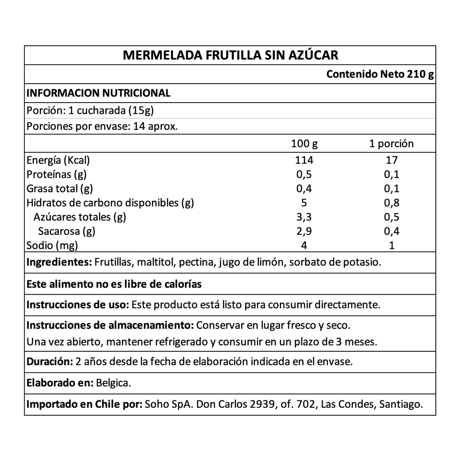 Mermelada de Frutilla sin azúcar Belberry 1 x 210 gr-3
