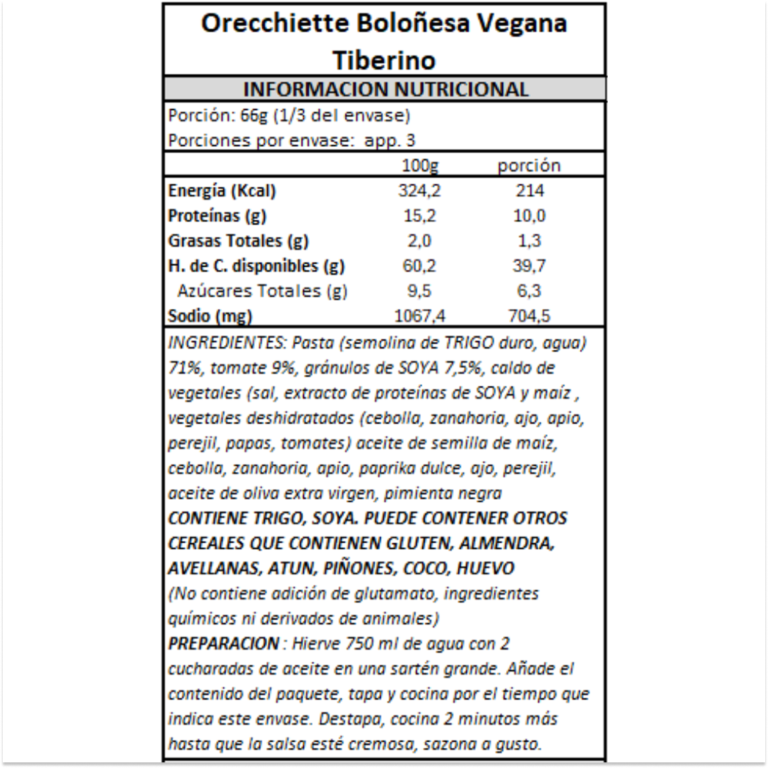 Pasta Orecchiette con Boloñesa Vegana Tiberino - 200 gr-4