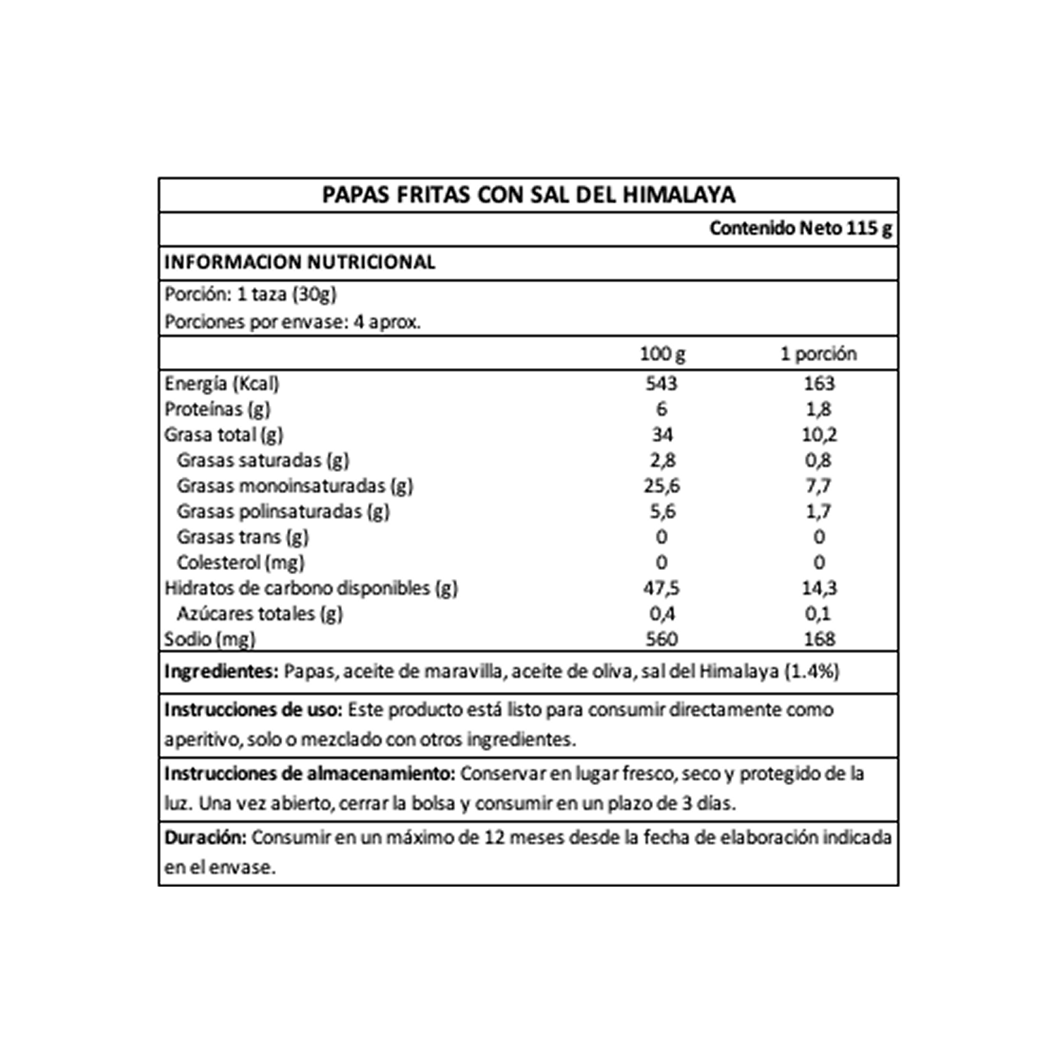 Papas Fritas  Sal del Himalaya Wanna Freak - 115 gr-4