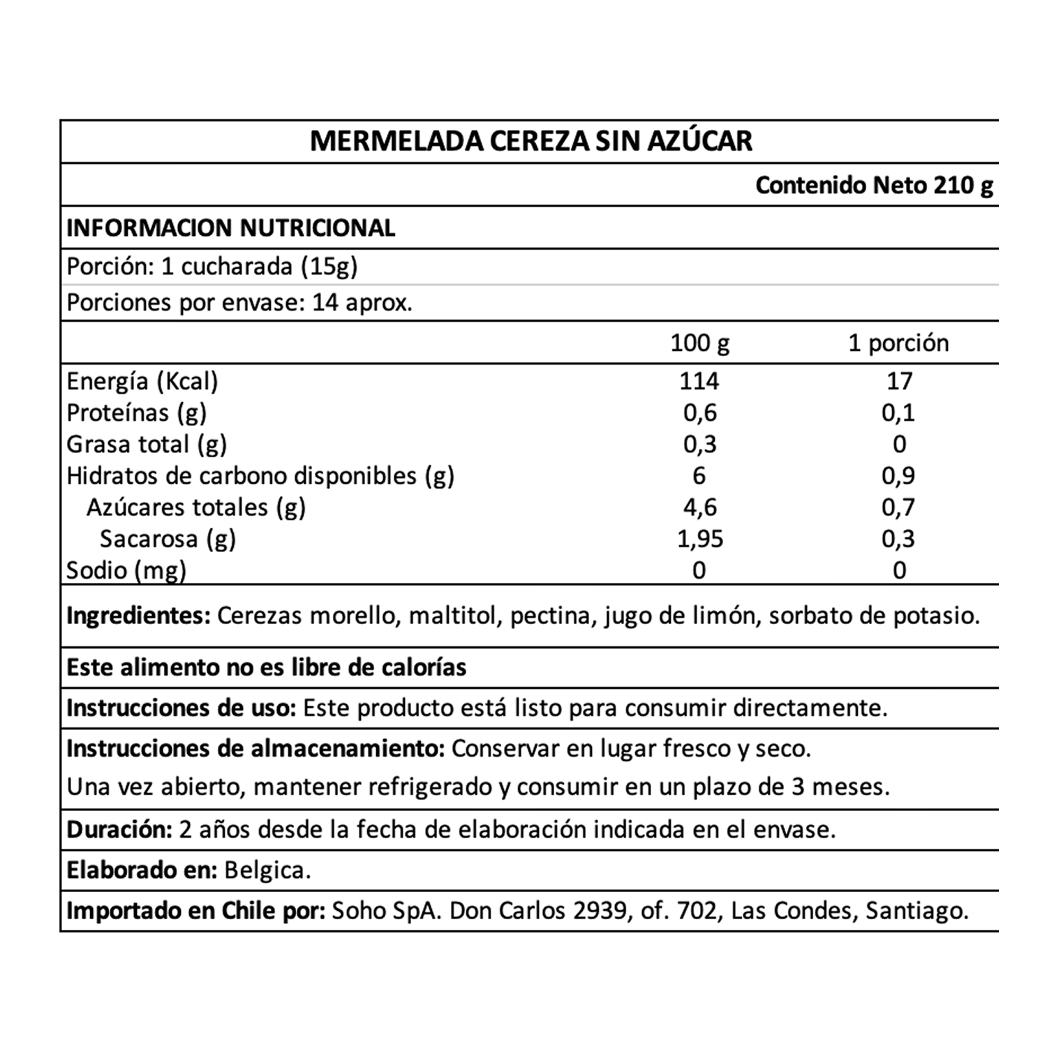 Mermelada de Guinda bajo en azúcar Belberry 1 x 210 gr-3