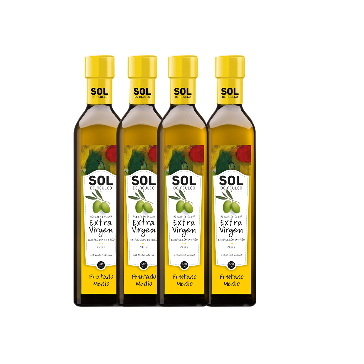 Aceite de Oliva EVirgen Sol de Aculeo Frutado Medio 4x500ml-0