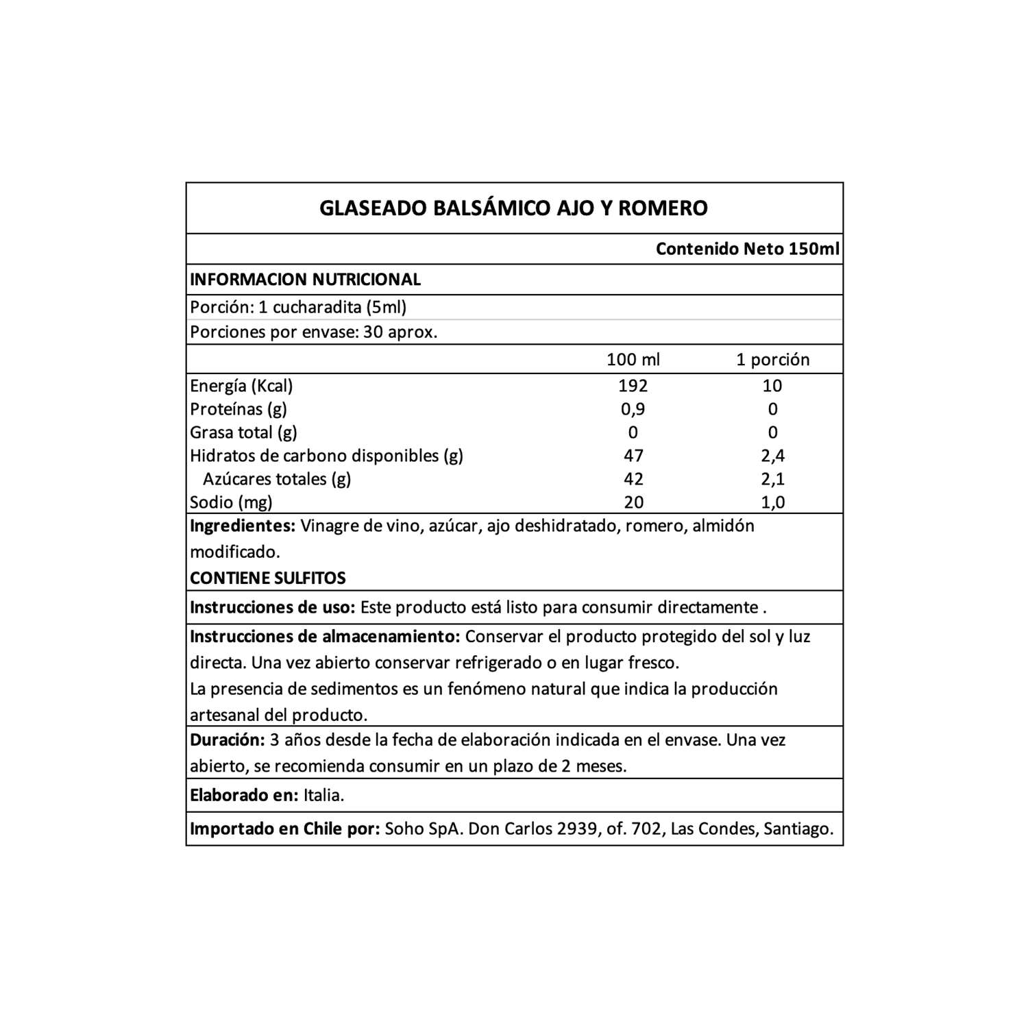 Vinagre Bálsamico Glaze Ajo Romero Andrea Milano 1 x 150 ml-4