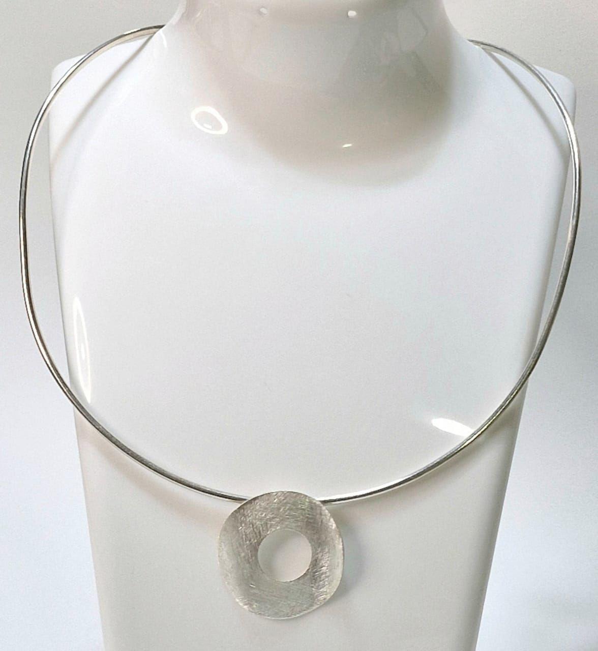 Gargantilla Arandela Matizada Original Plata 925-2