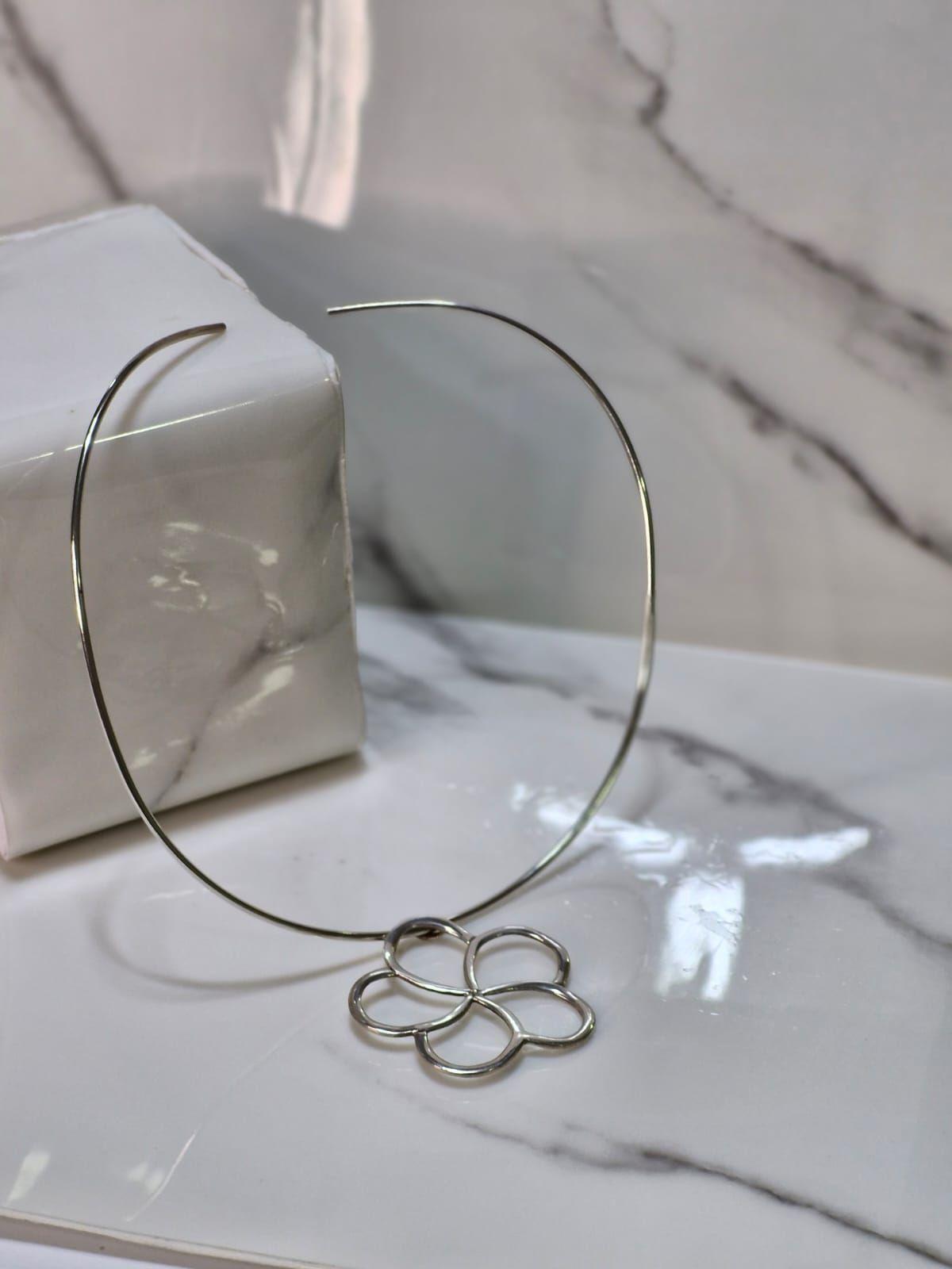 Collar Gargantilla Cinco Pétalos Original Plata 925-2