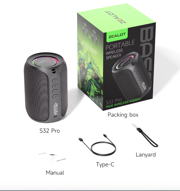 Parlante Bluetooth Zealot S32 Pro Sonido Potente y Compacto-8