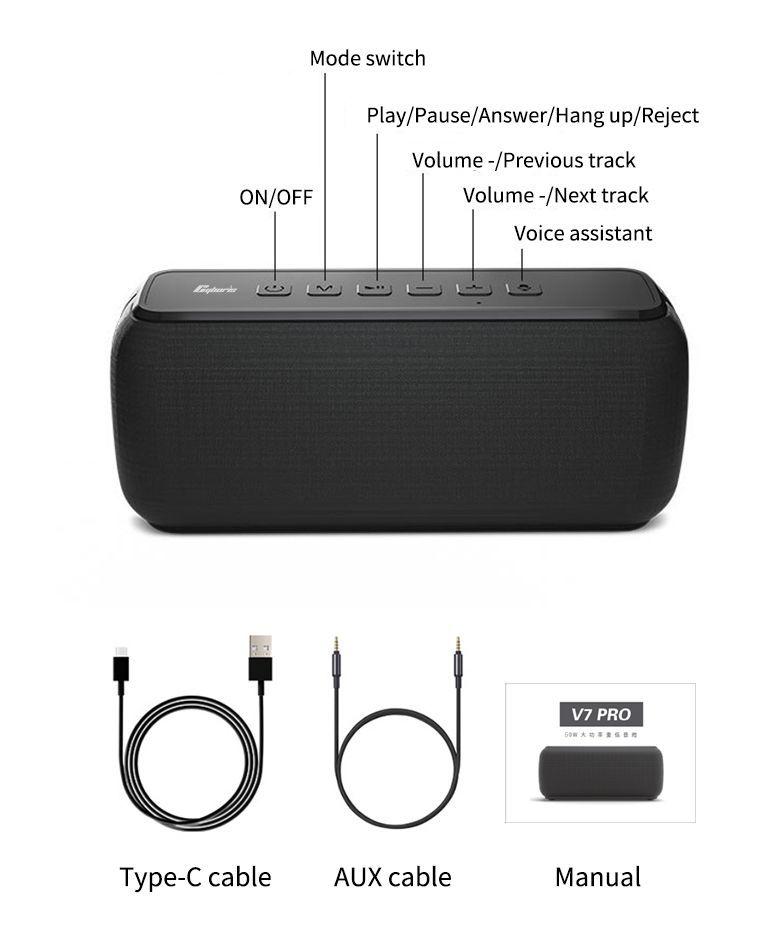 Parlante Bluetooh Cyboris V7 Pro 60W-4