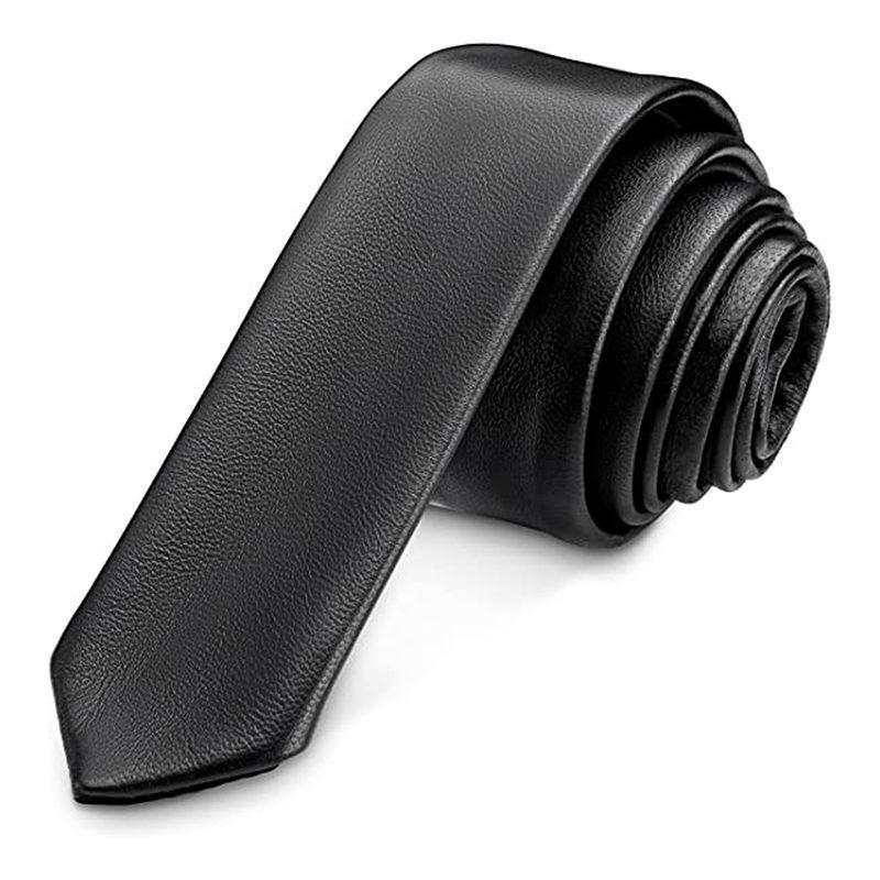 Corbata ultra delgada ecocuero negro-0
