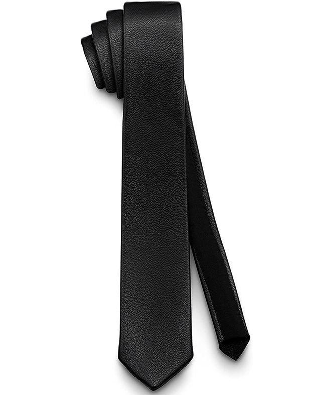 Corbata ultra delgada ecocuero negro-1