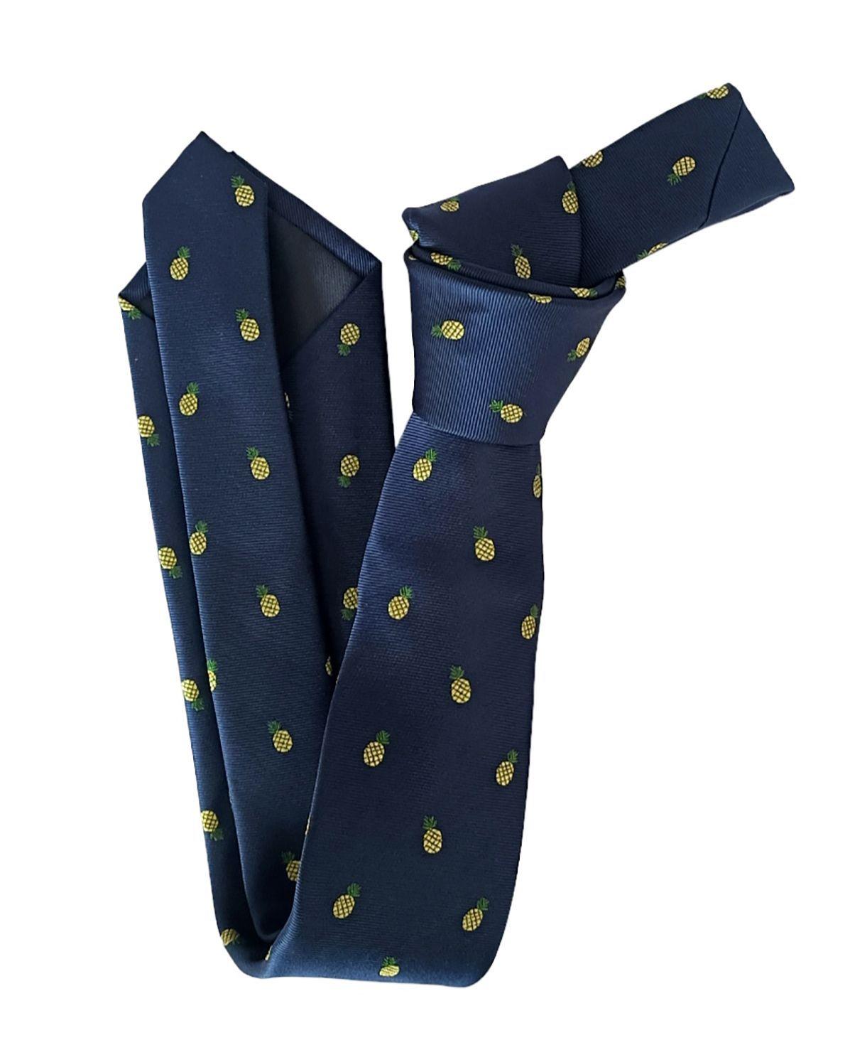 Corbata azul marino tejida piñas-1