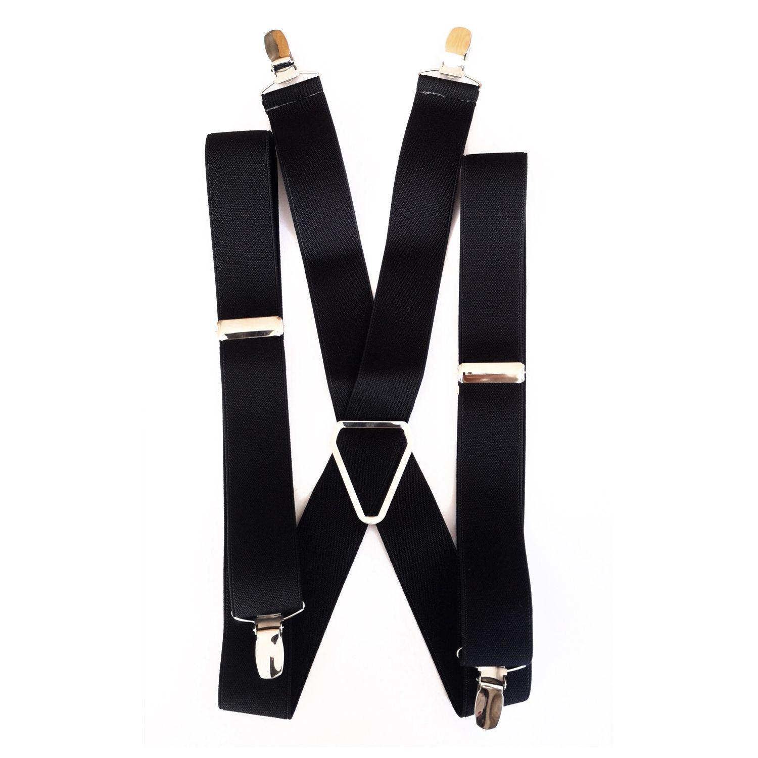 Suspensor hombre elástico negro liso 4 broches-0