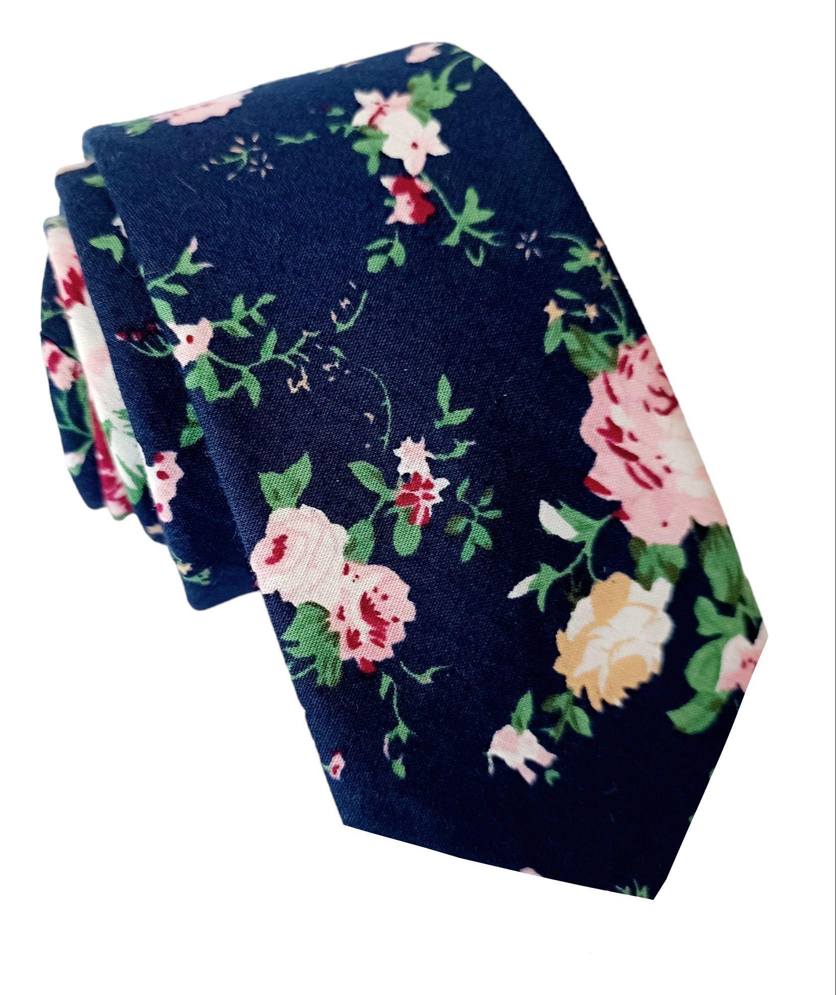 Corbata hombre algodòn flores verdes Greenvalley-0