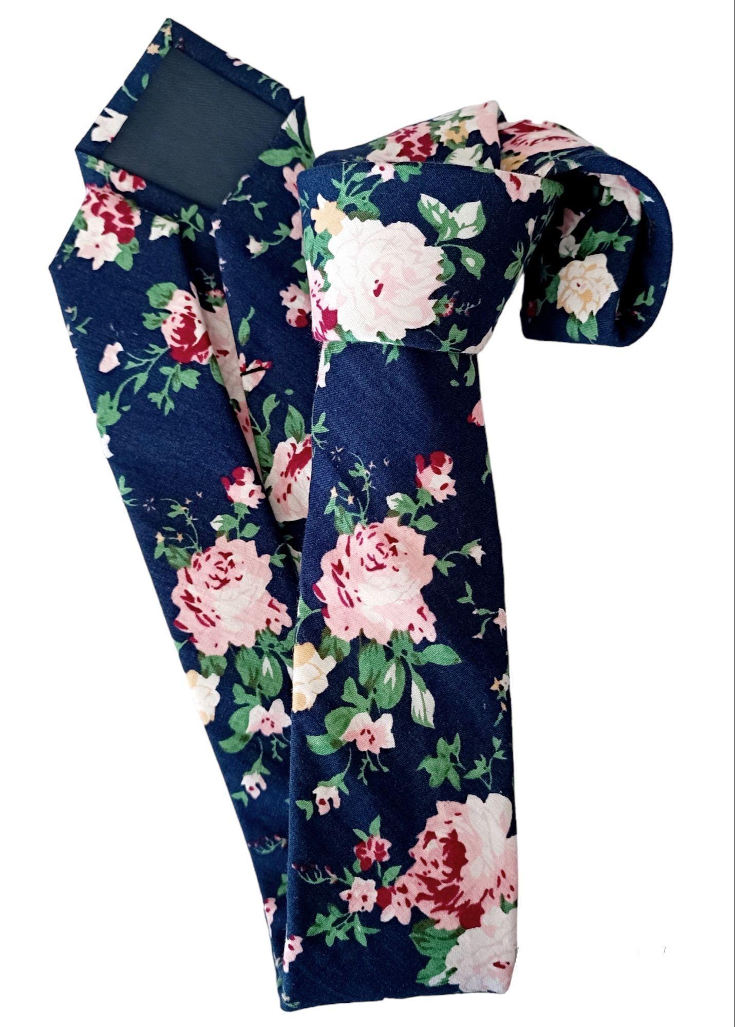 Corbata hombre algodòn flores verdes Greenvalley-1