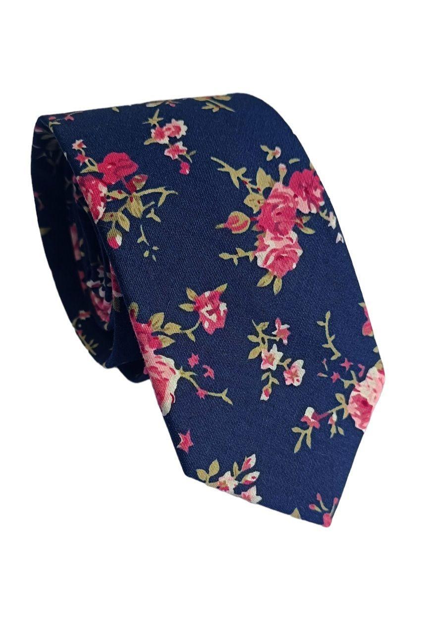 Corbata algodón azul marino Ladyrose-0