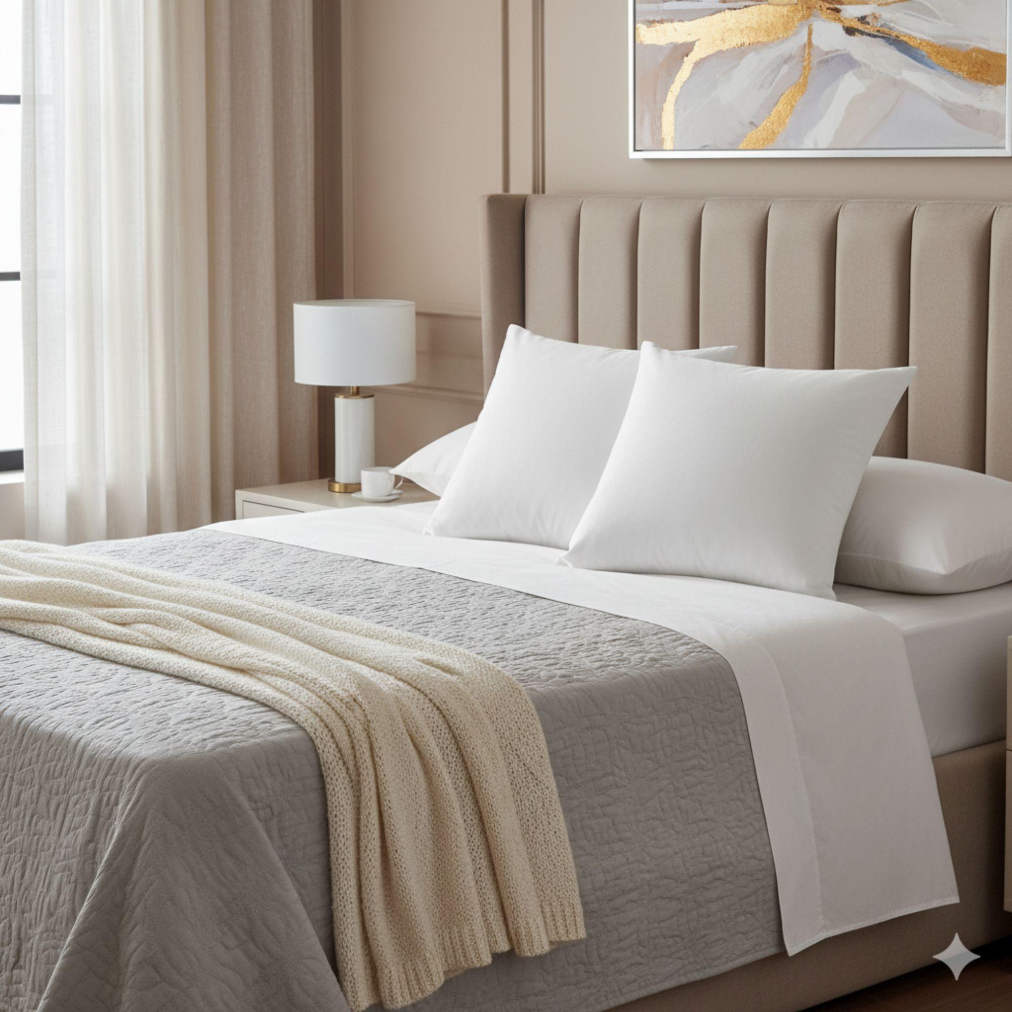 Set 2 Almohadas 350 Gr Microfibra Tela 300 Hilos Algodón Egipcio 45x45 cm Blanco-4