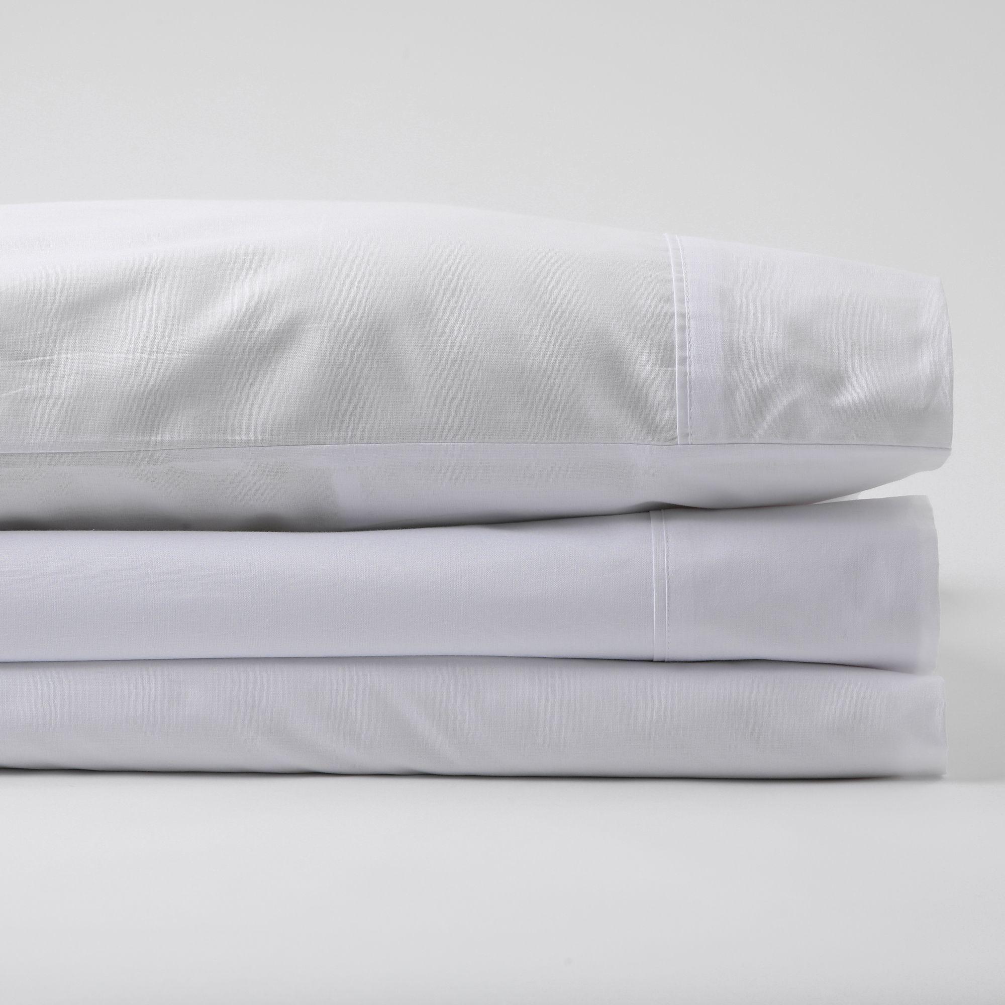 Set Sábanas King 150 Hilos Algodón Peruano Percale Liso Bco-3