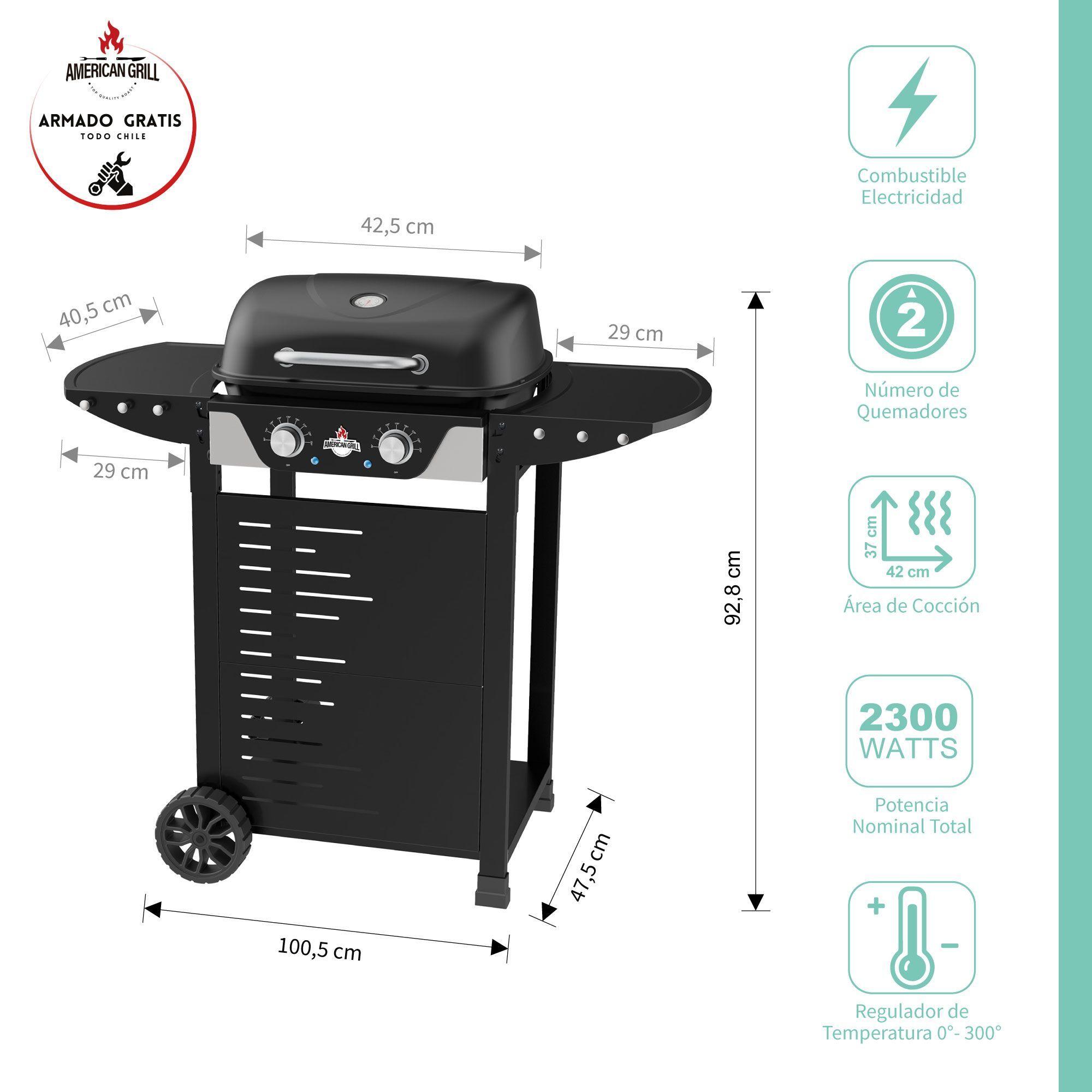 Set Parrilla Electrica 2 Quemadores Manhattan Black + Funda -1