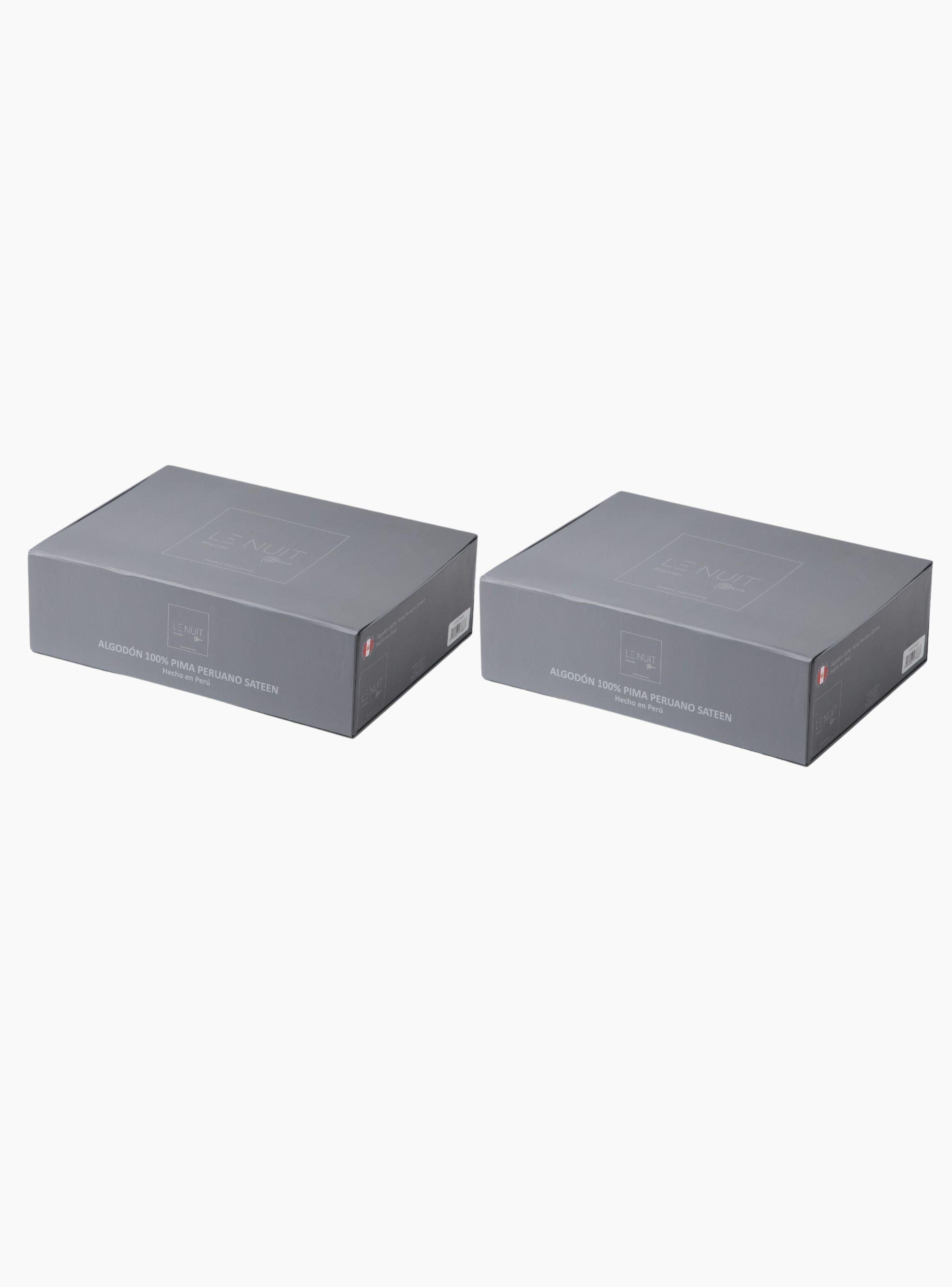 2 Set Sábanas King 600 Hilos Algodón Pima Peruano Sateen Liso Blanco-1