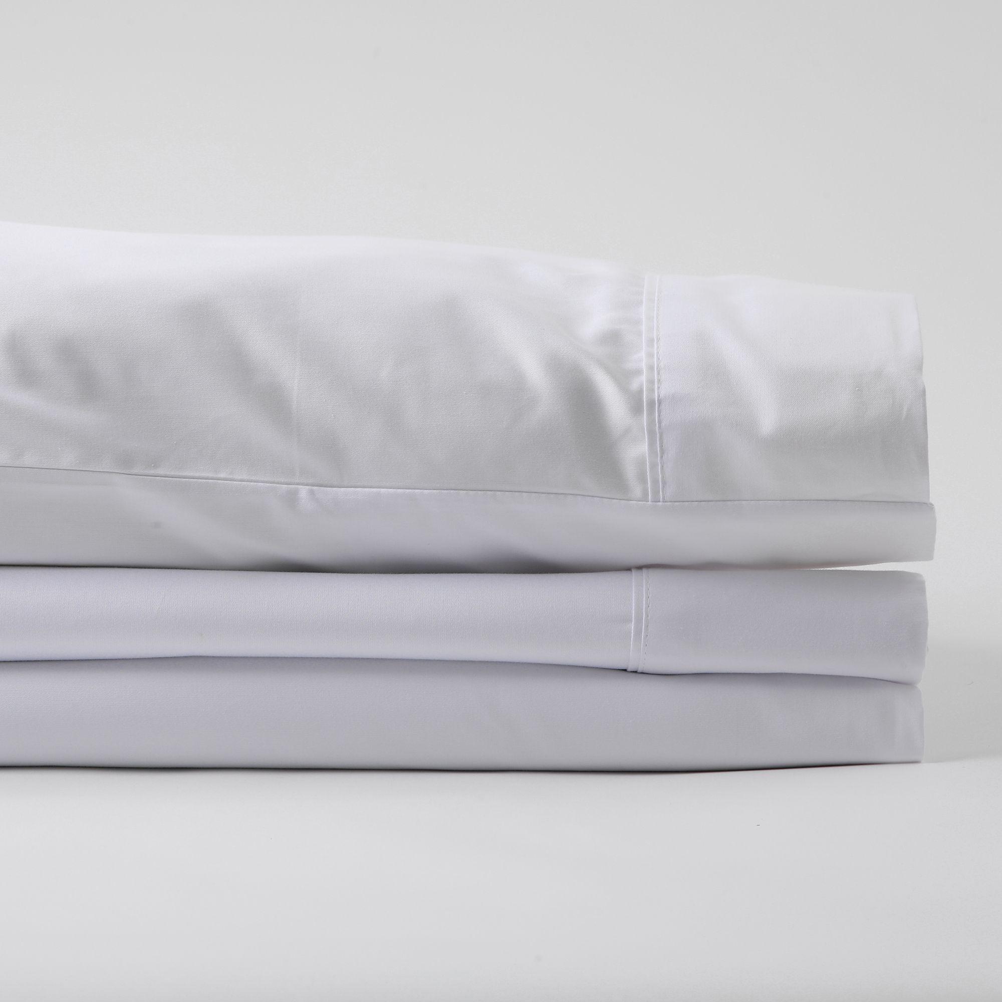 2 Set Sábanas King 600 Hilos Algodón Pima Peruano Sateen Liso Blanco-4