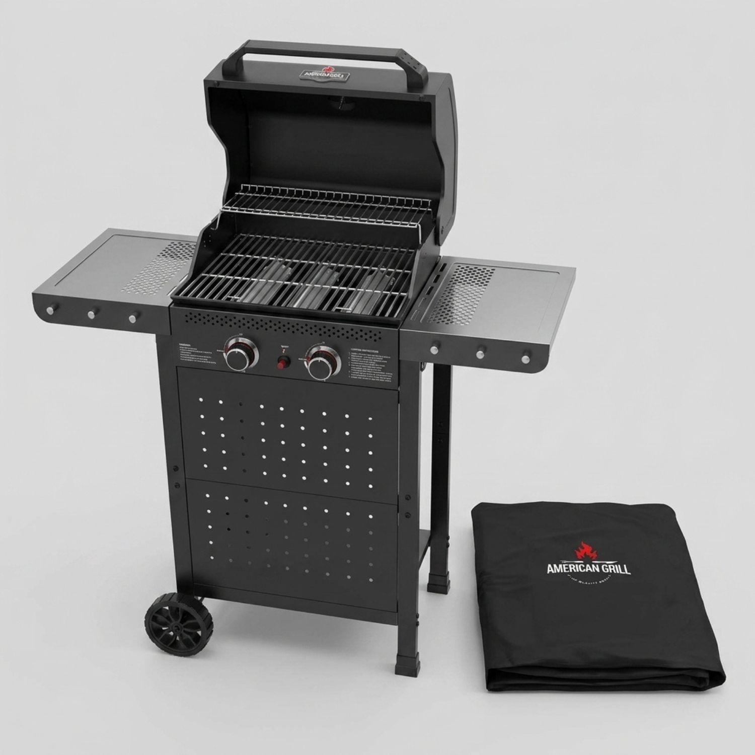 Set Parrilla Gas 2 Quemadores Vermont Black Funda XS-2