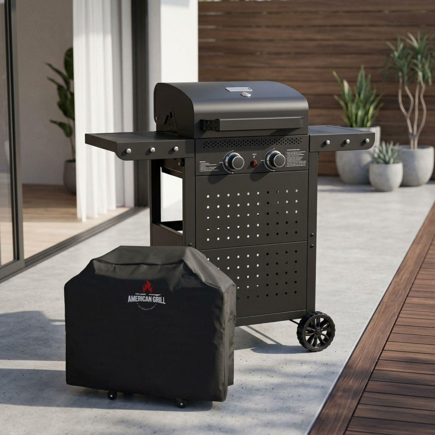 Set Parrilla Gas 2 Quemadores Vermont Black Funda XS-7