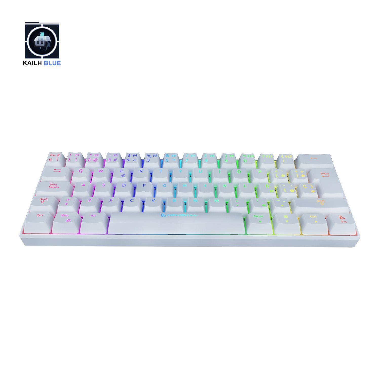 Teclado Inalambric Gamer Pyros Ivory RGB Switch Outemu Blue-5