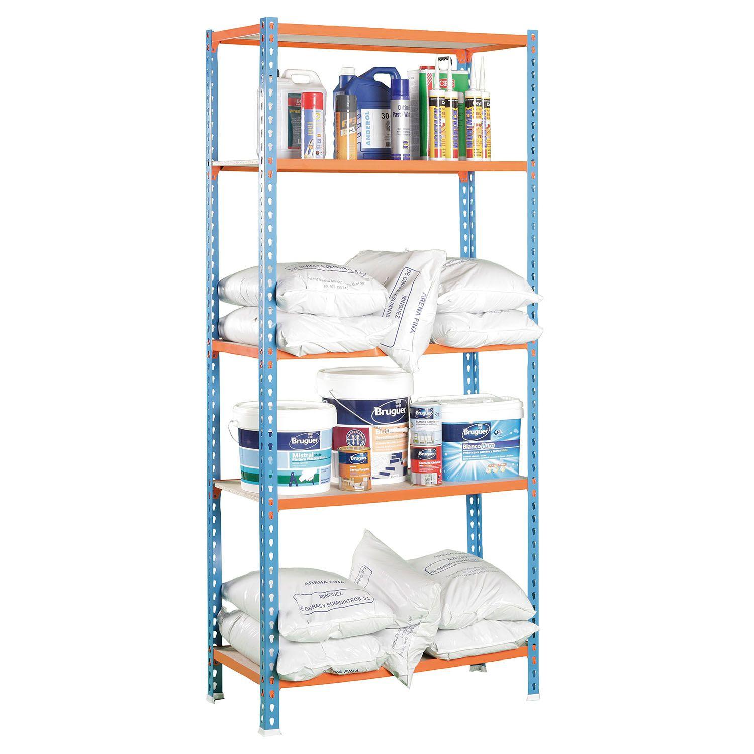 Estanteria Maderclick Plus 5/500 Azul/Naranja/Madera-2