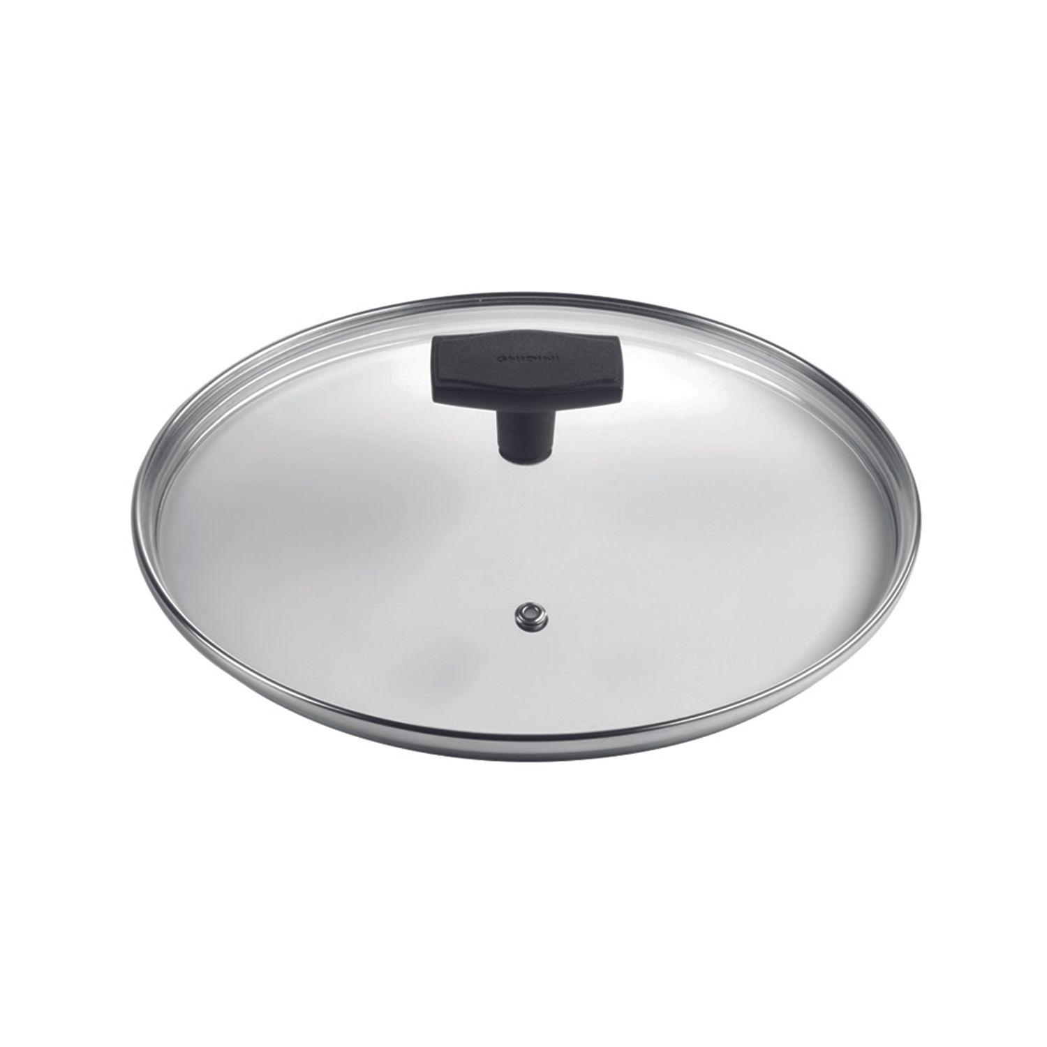 Tapa Vidrio Templado Borde Acero Inox c/Agujero de Vapor 28cm-0