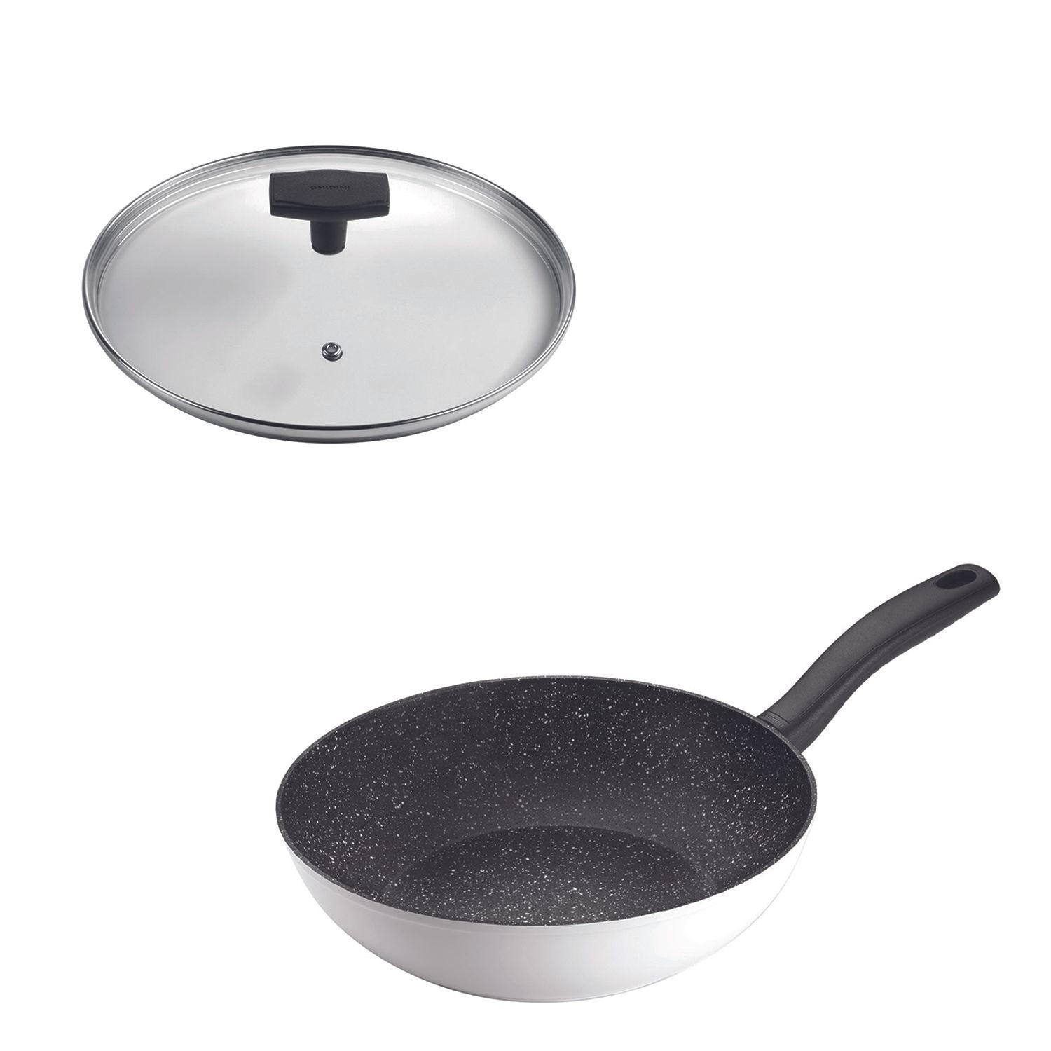 SET Wok 1 Asas 28cm Antiadherente  Blanco con Tapa Daily-0