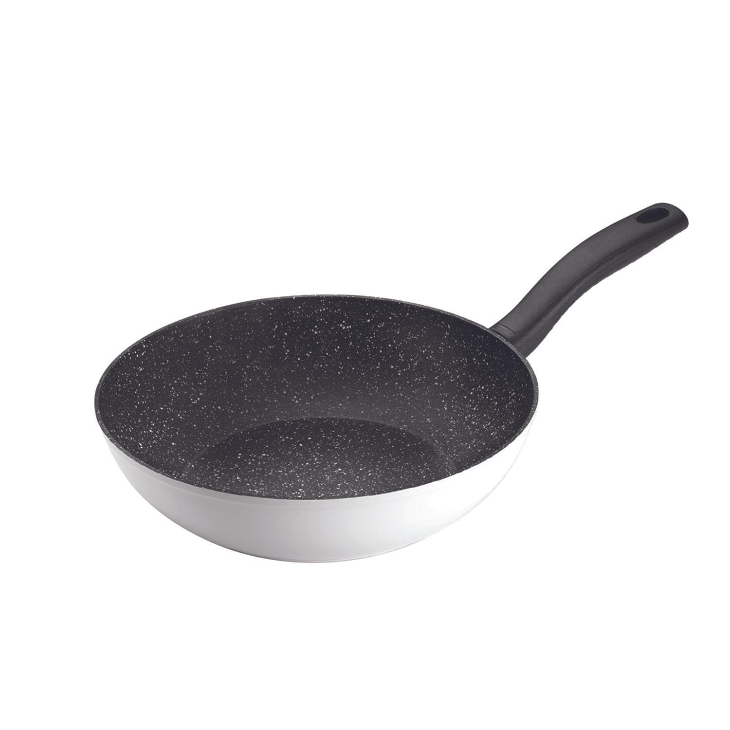 SET Wok 1 Asas 28cm Antiadherente  Blanco con Tapa Daily-1