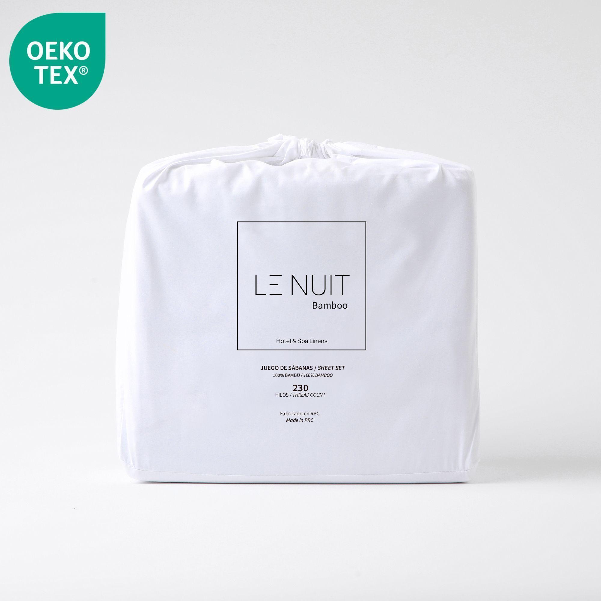 Set Sábanas 1,5 Plazas 100% Bambú 230 Hilos Essentials Liso Blanco-4